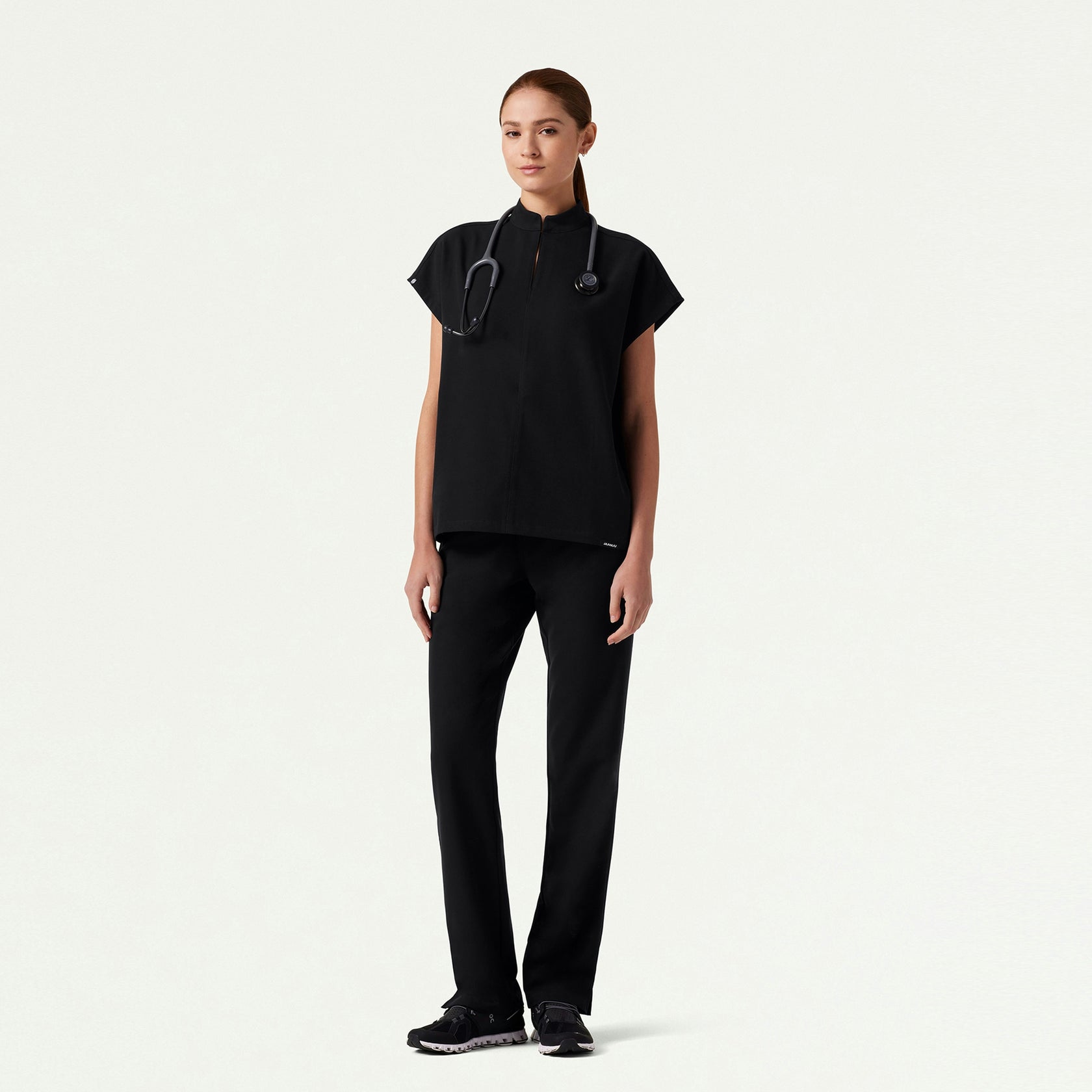 Aris Oversized 2-Pocket Scrub Top - Black - WOMEN'S TOPS - Jaanuu