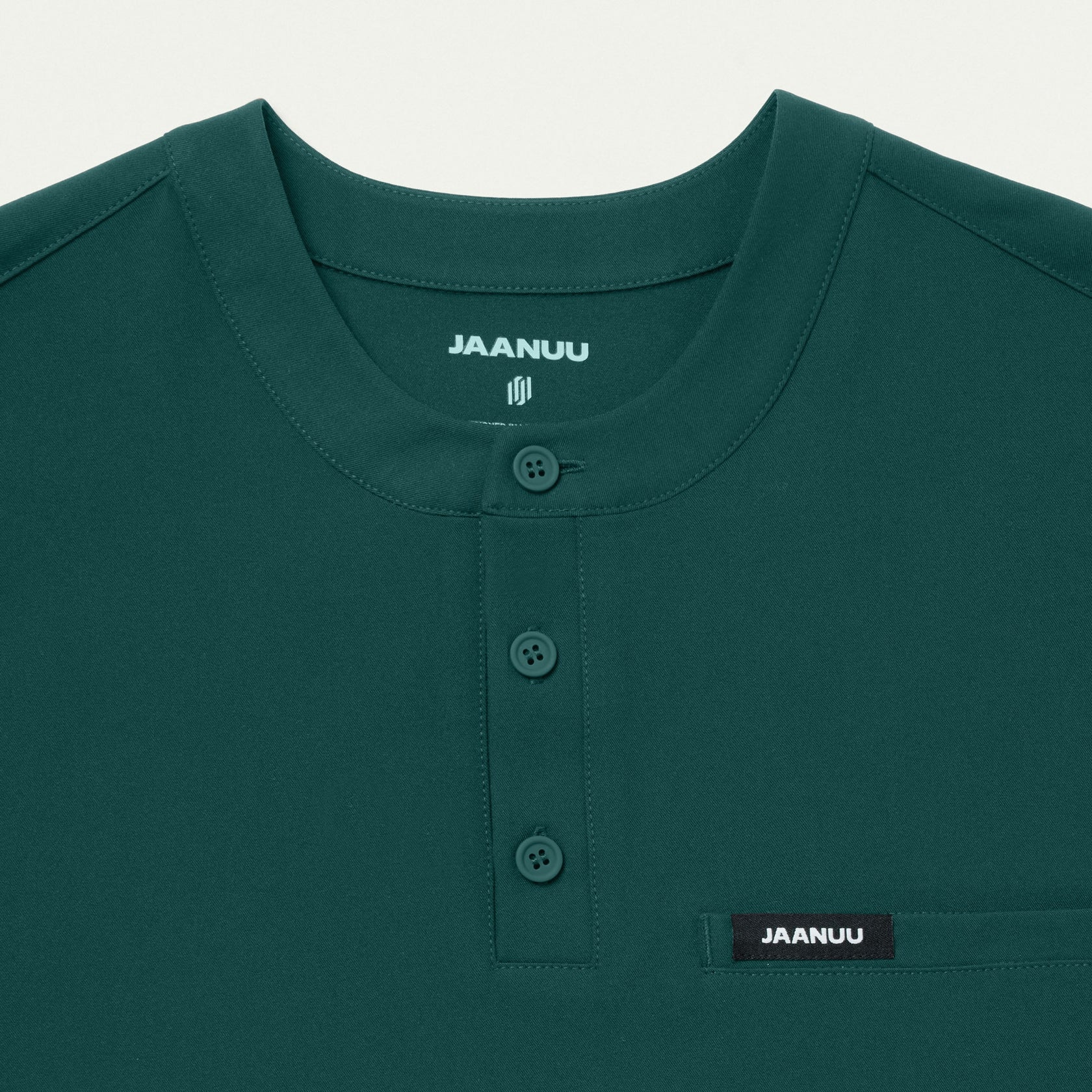 Reeve Henley Scrub Top - Midnight Green - MEN'S TOPS - Jaanuu