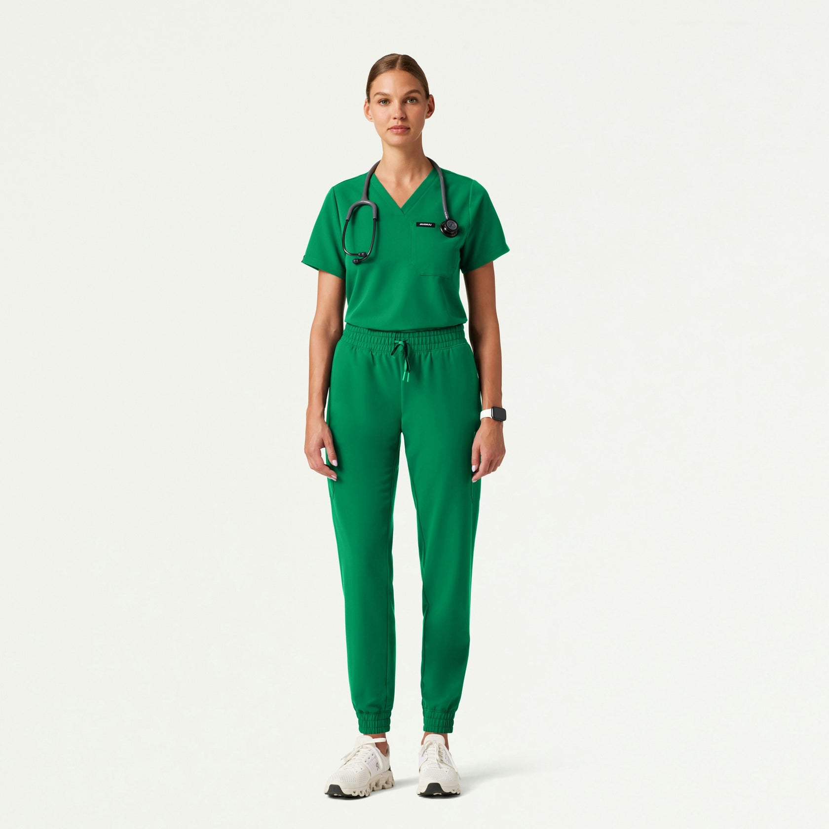 Rhena Essential 1-Pocket Scrub Top - Emerald Green - WOMEN'S TOPS - Jaanuu