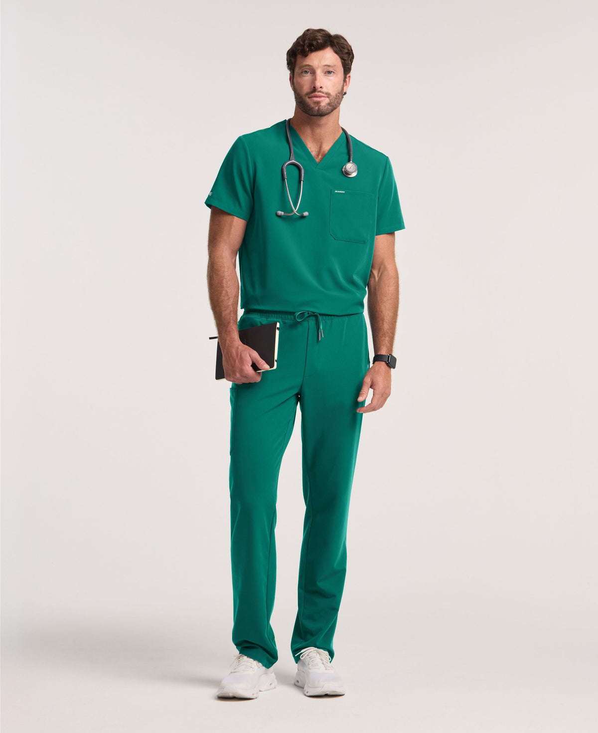 Jaanuu Holmes 1-Pocket Scrub Top in Hunter Green, product photo 2 of 6