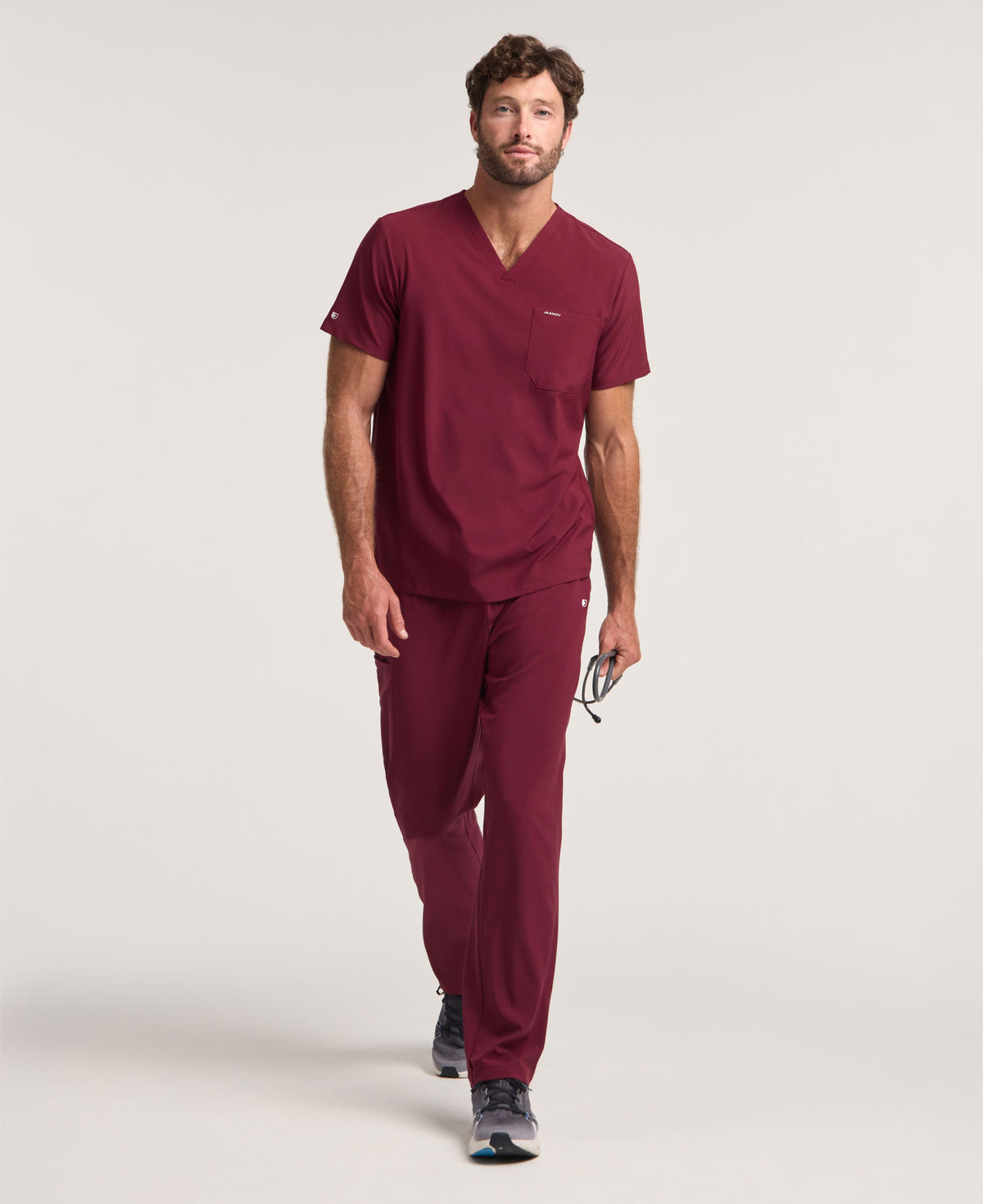 Jaanuu Rhys 1-Pocket Scrub Top in Burgundy, product photo 2 of 6