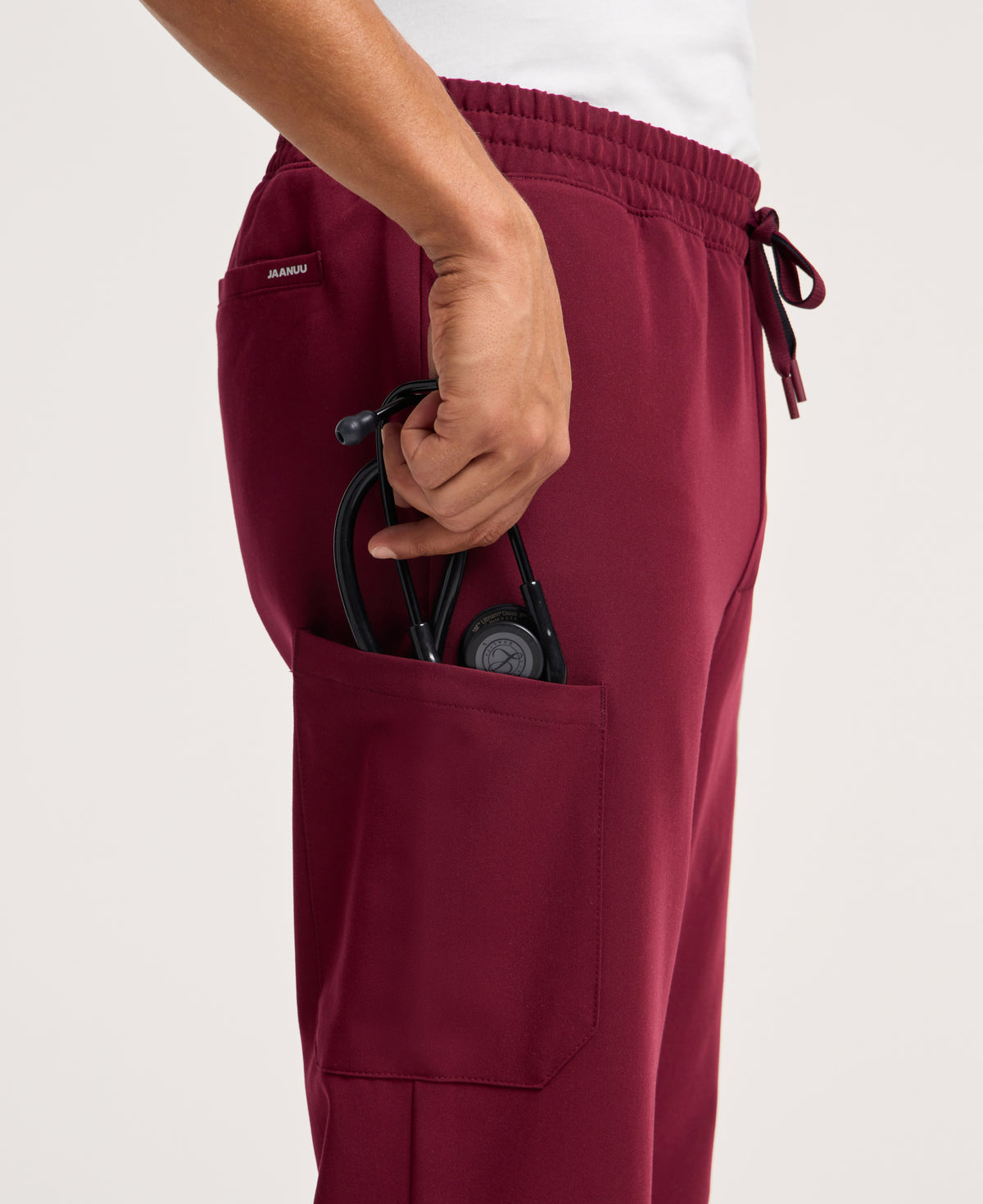 Jaanuu Rhodes Straight-Leg Scrub Pant in Burgundy, product photo 2 of 6