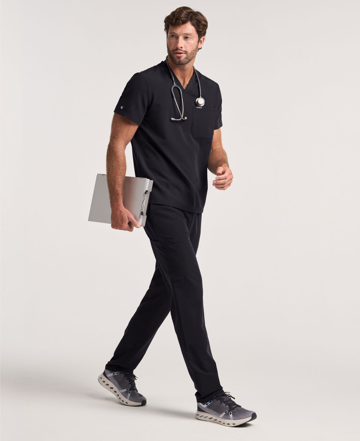 Jaanuu Rhodes Straight-Leg Scrub Pant in Black, product photo 2 of 6