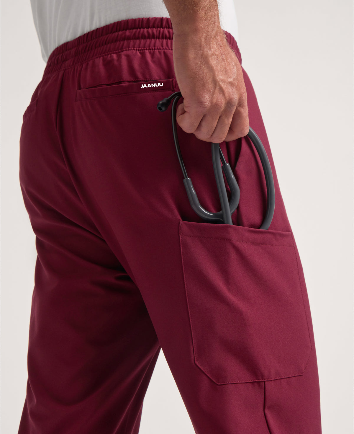 Jaanuu Brooks Straight-Leg Scrub Pant in Burgundy, product photo 2 of 6