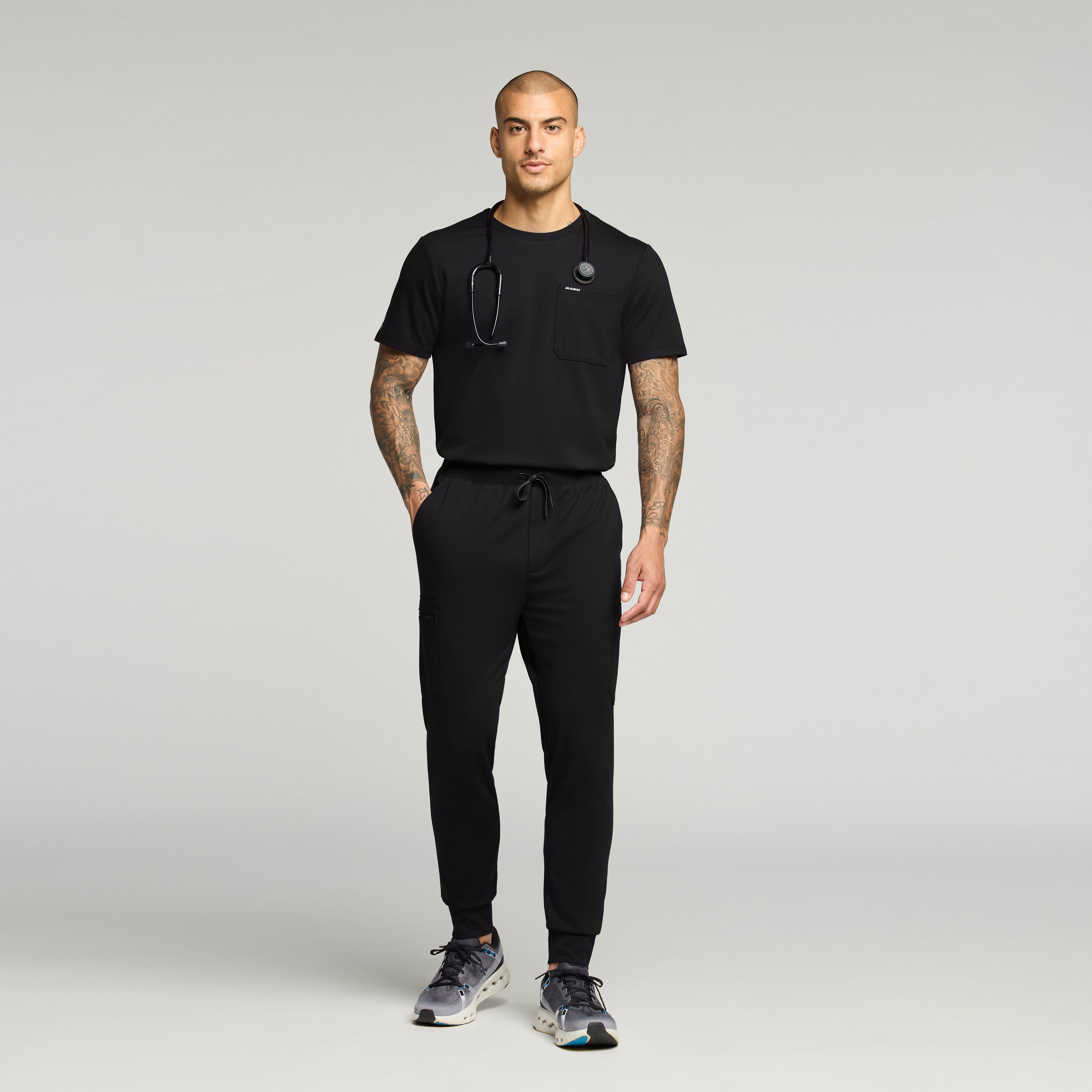 Finn Crewneck UltraSOFT Scrub Top - Black