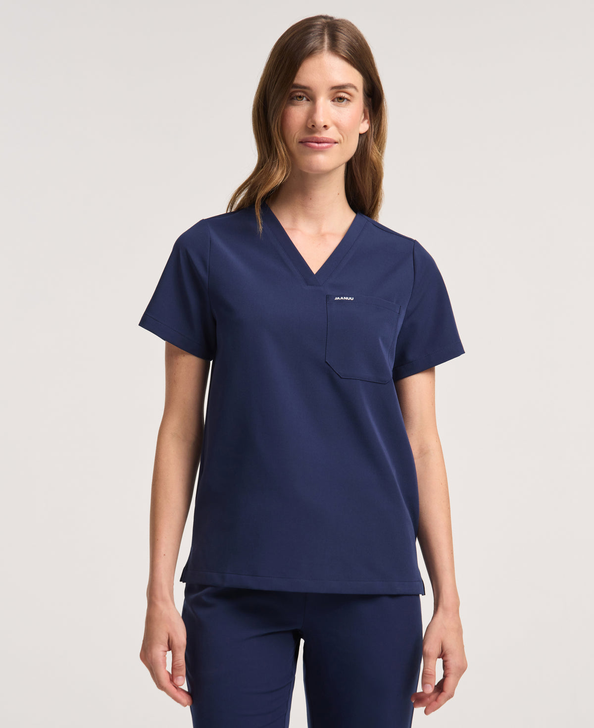 Jaanuu Rhena 1-Pocket Scrub Top in Midnight Navy, product photo 2 of 6