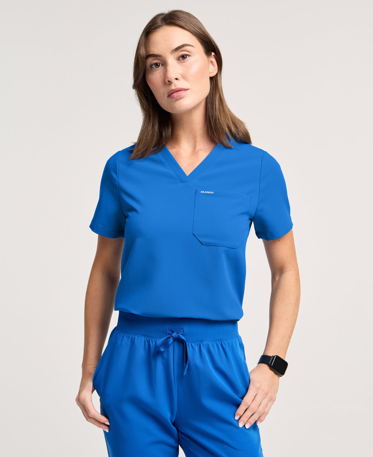 Jaanuu Rhena 1-Pocket Scrub Top in Royal Blue, product photo 2 of 6