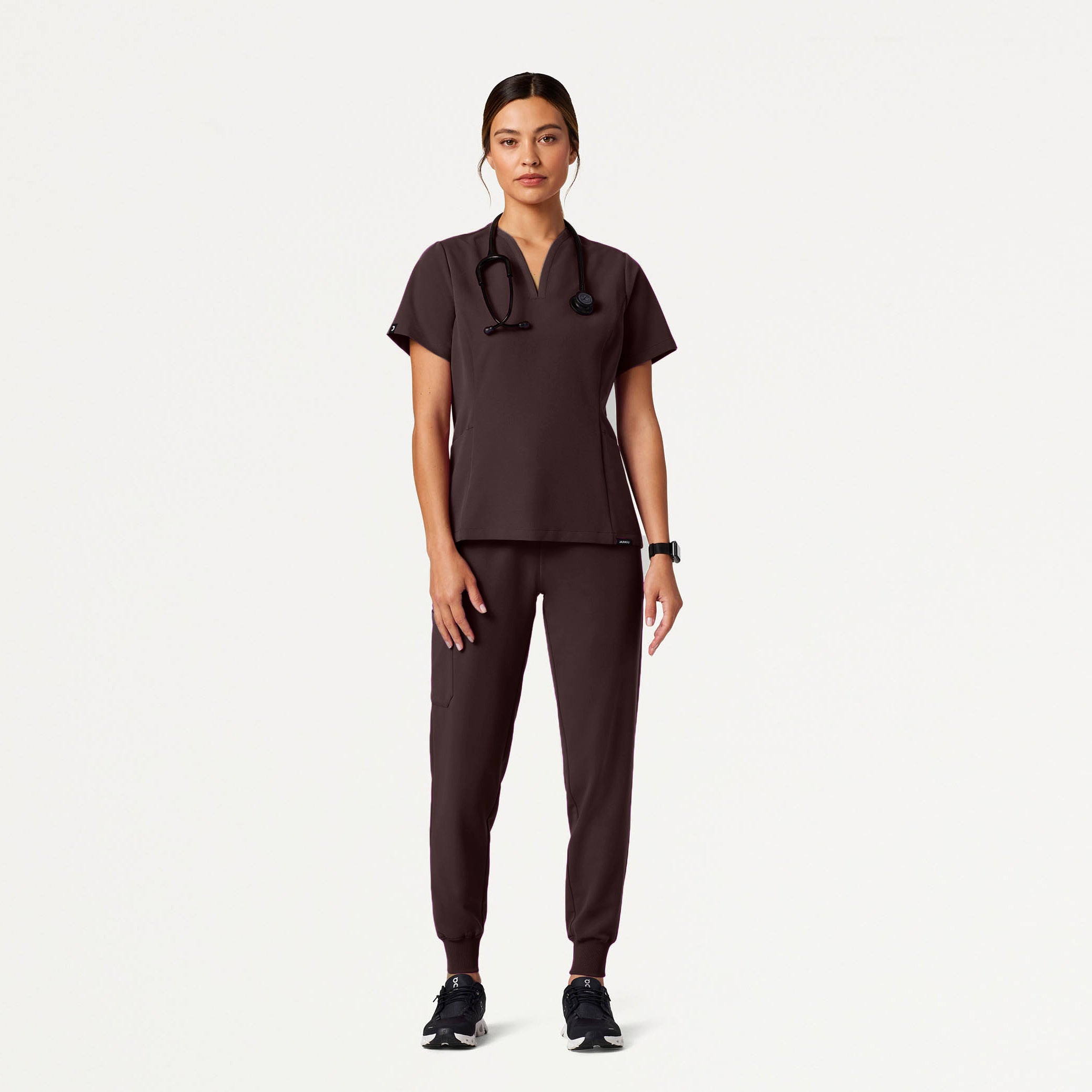 Calix Fit & Flare Scrub Top - Espresso