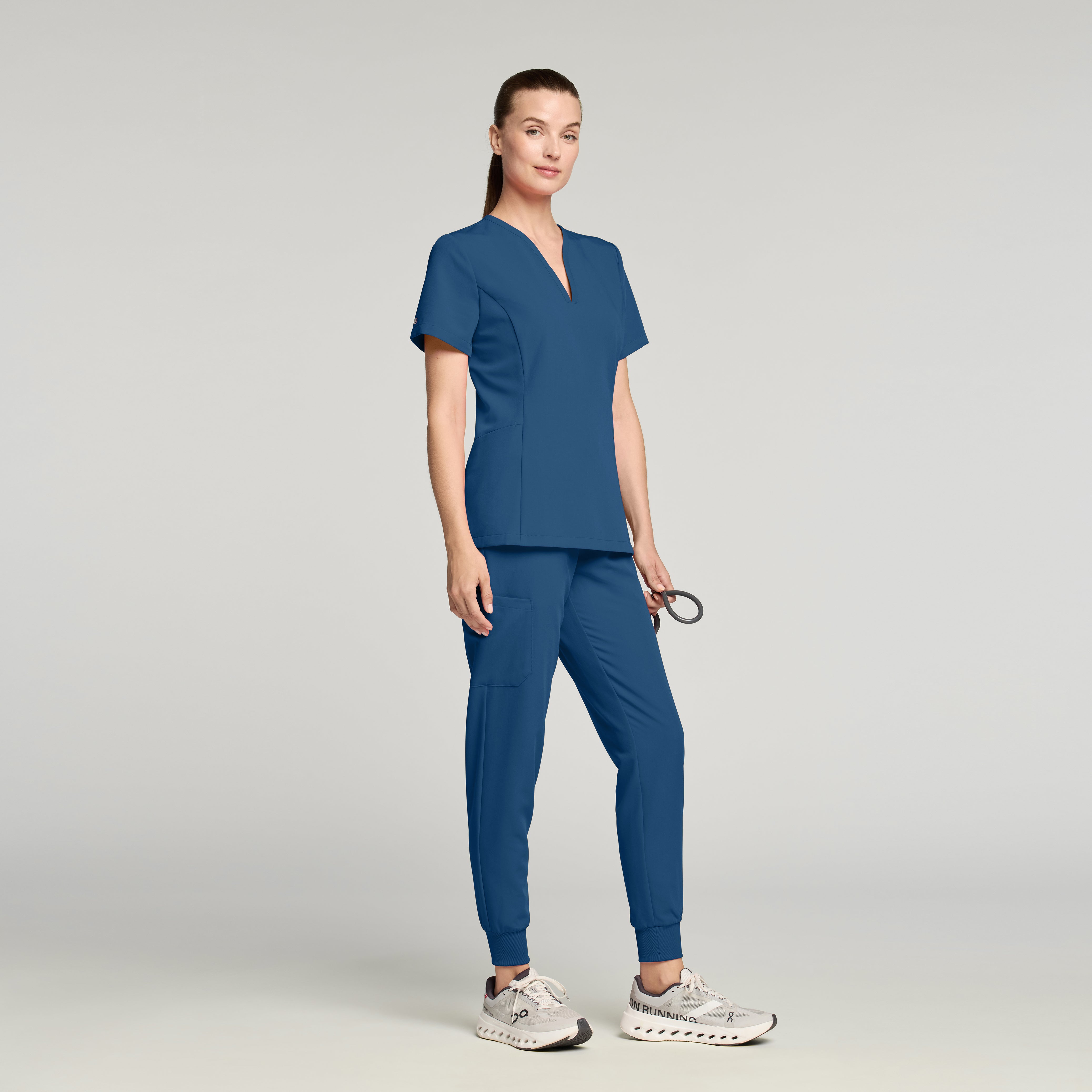 Calix Fit & Flare Scrub Top - Ocean