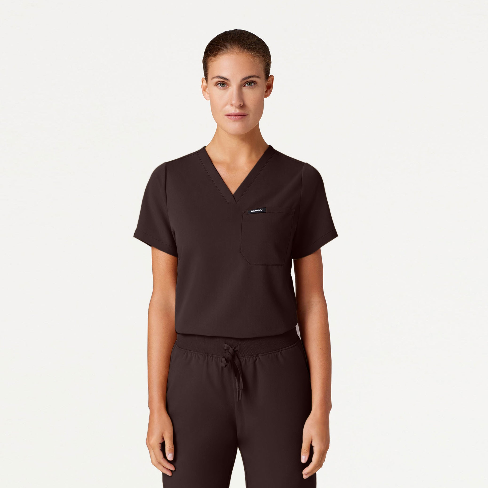 Rhena Slim Essential 1-Pocket Scrub Top - Espresso