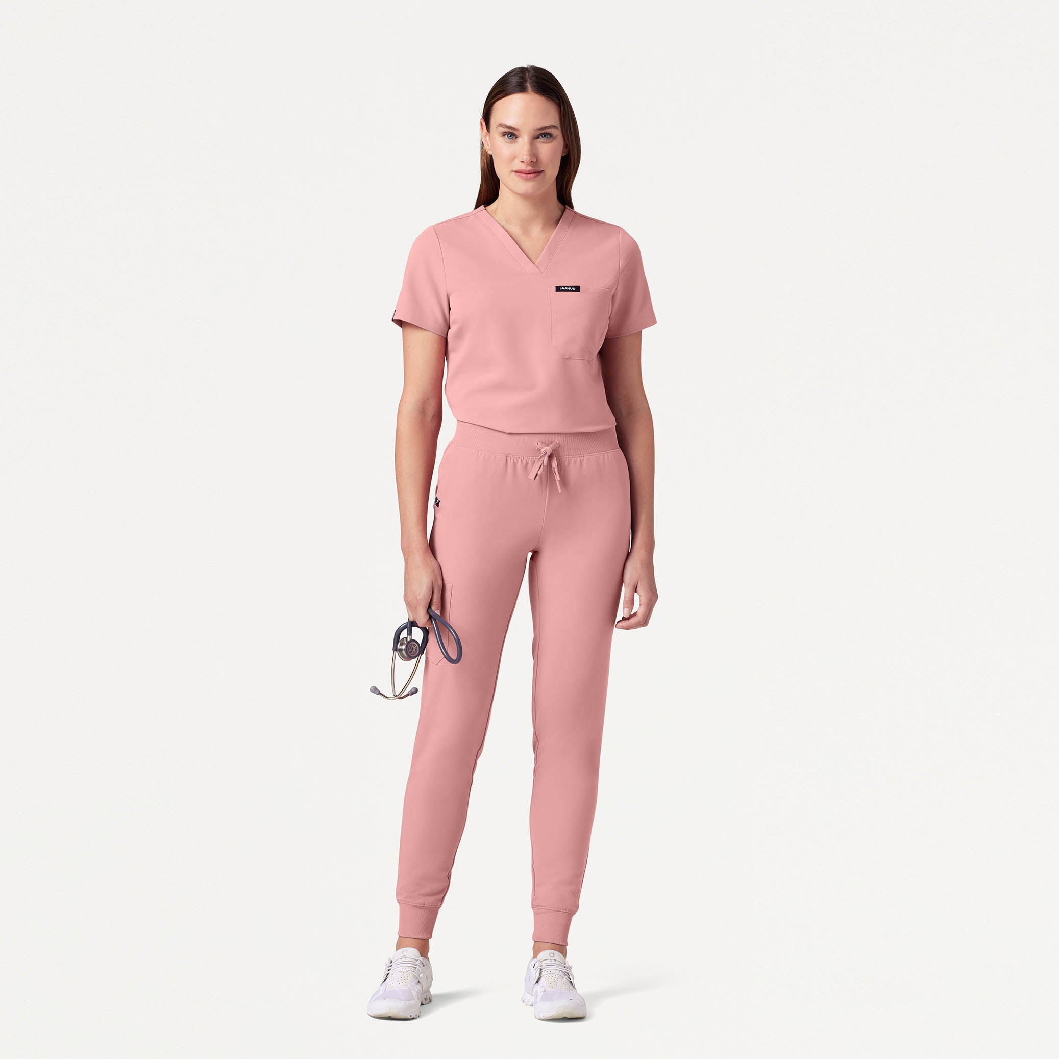 Rhena Slim Essential 1-Pocket Scrub Top - Mauve