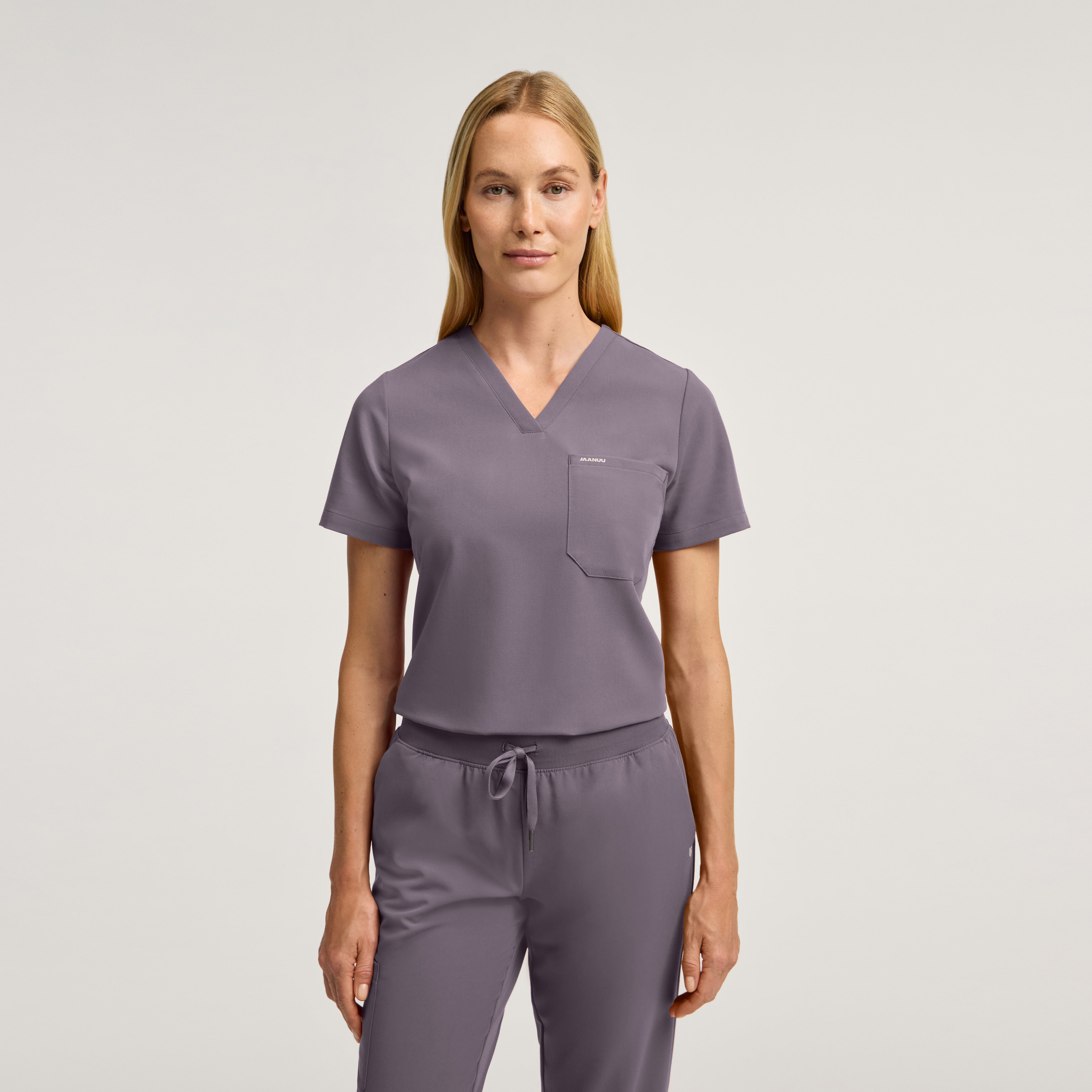 Rhena Slim 1-Pocket Scrub Top - Titanium