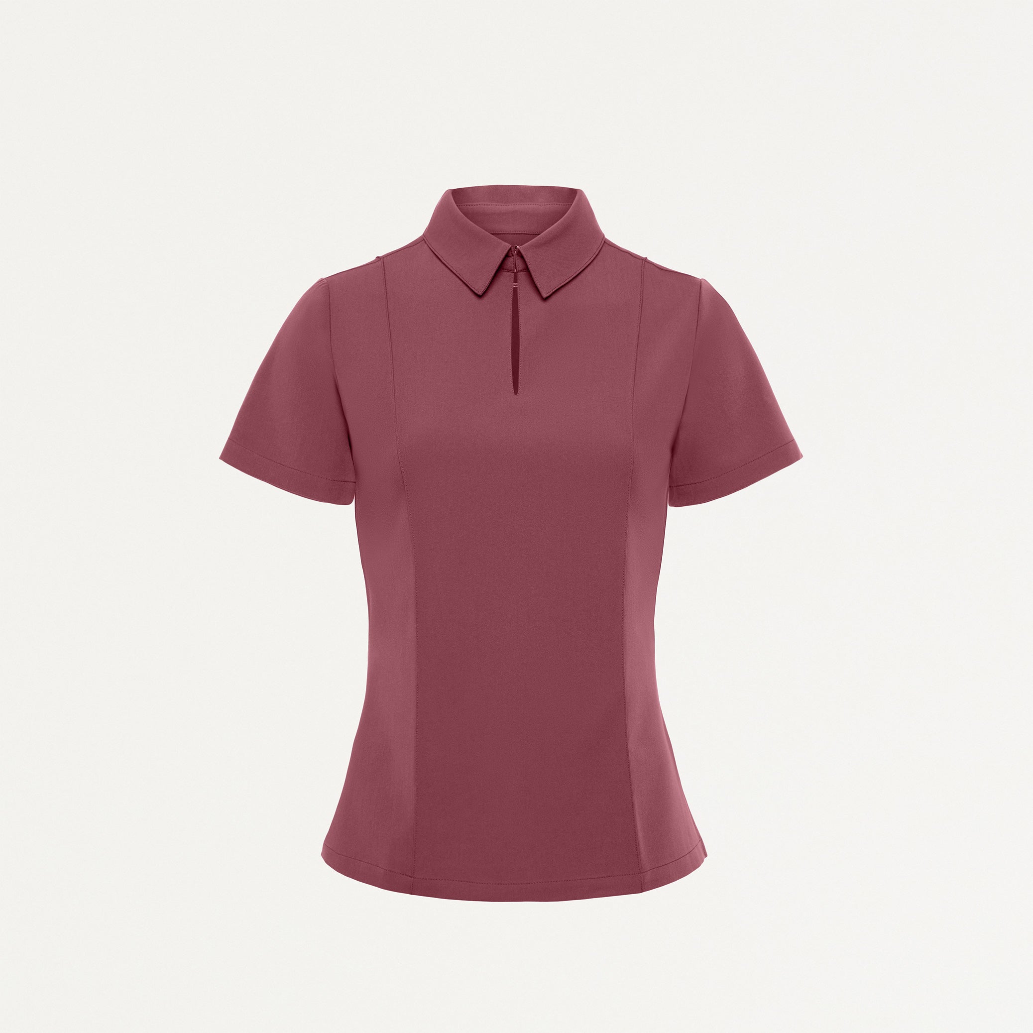 Carys Slim Modern Polo Scrub Top - Rosewood