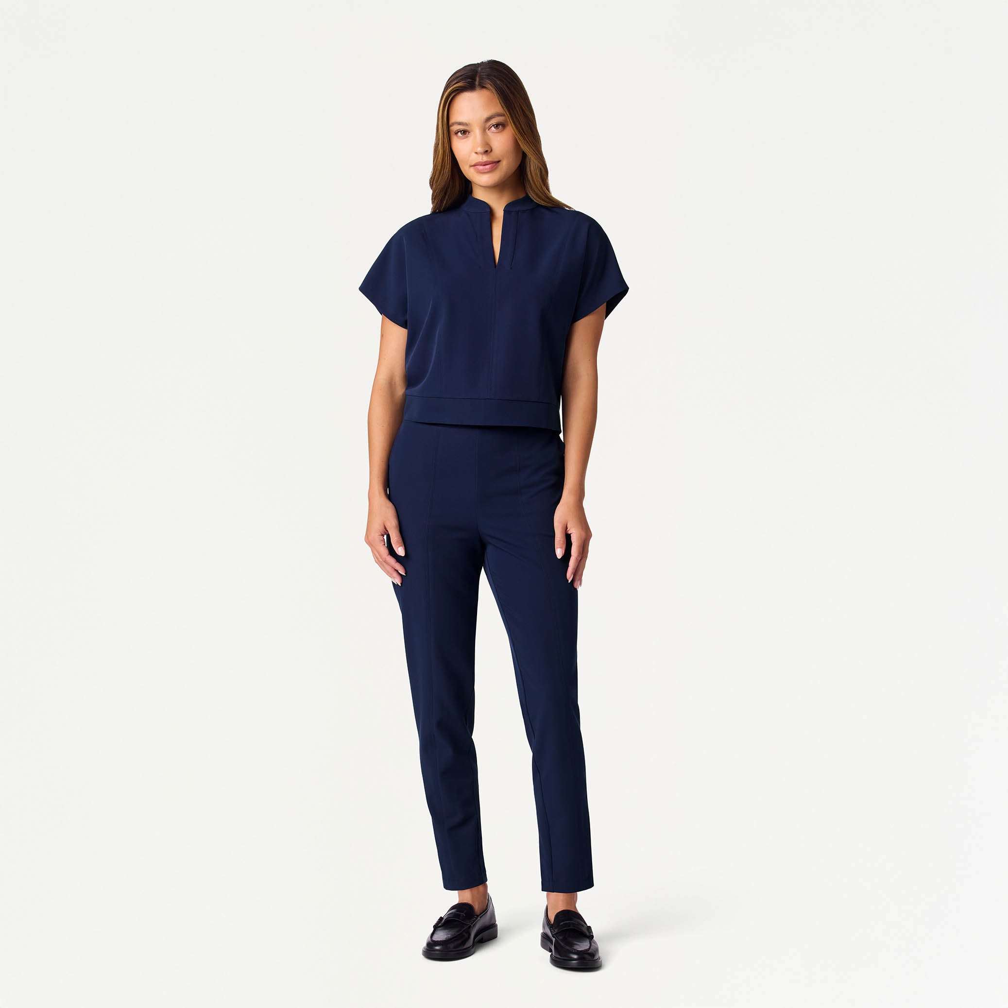 Halle High Waisted Tapered Scrub Pant - Midnight Navy