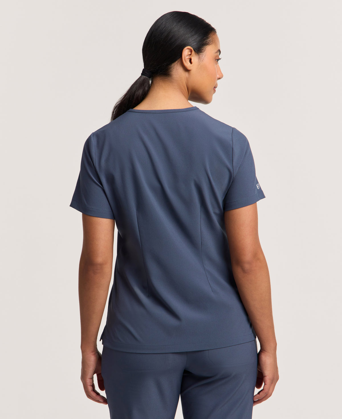 Jaanuu Harlow Slim 1-Pocket Scrub Top in Carbon Gray, product photo 6 of 6