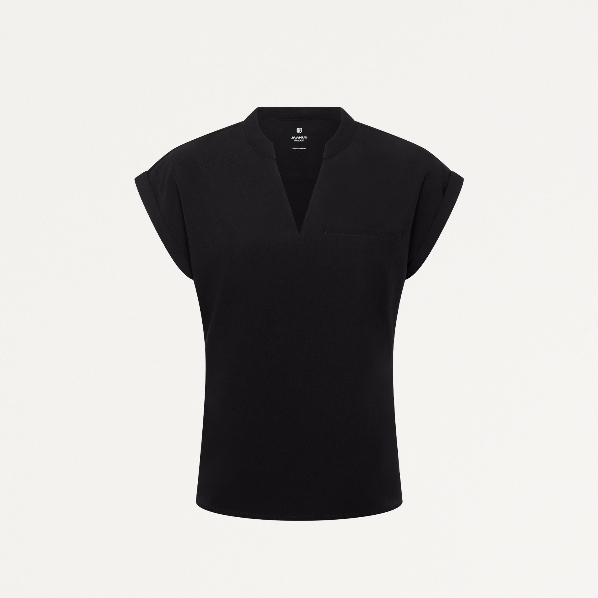 Shay Cap-Sleeve Scrub Top - Black
