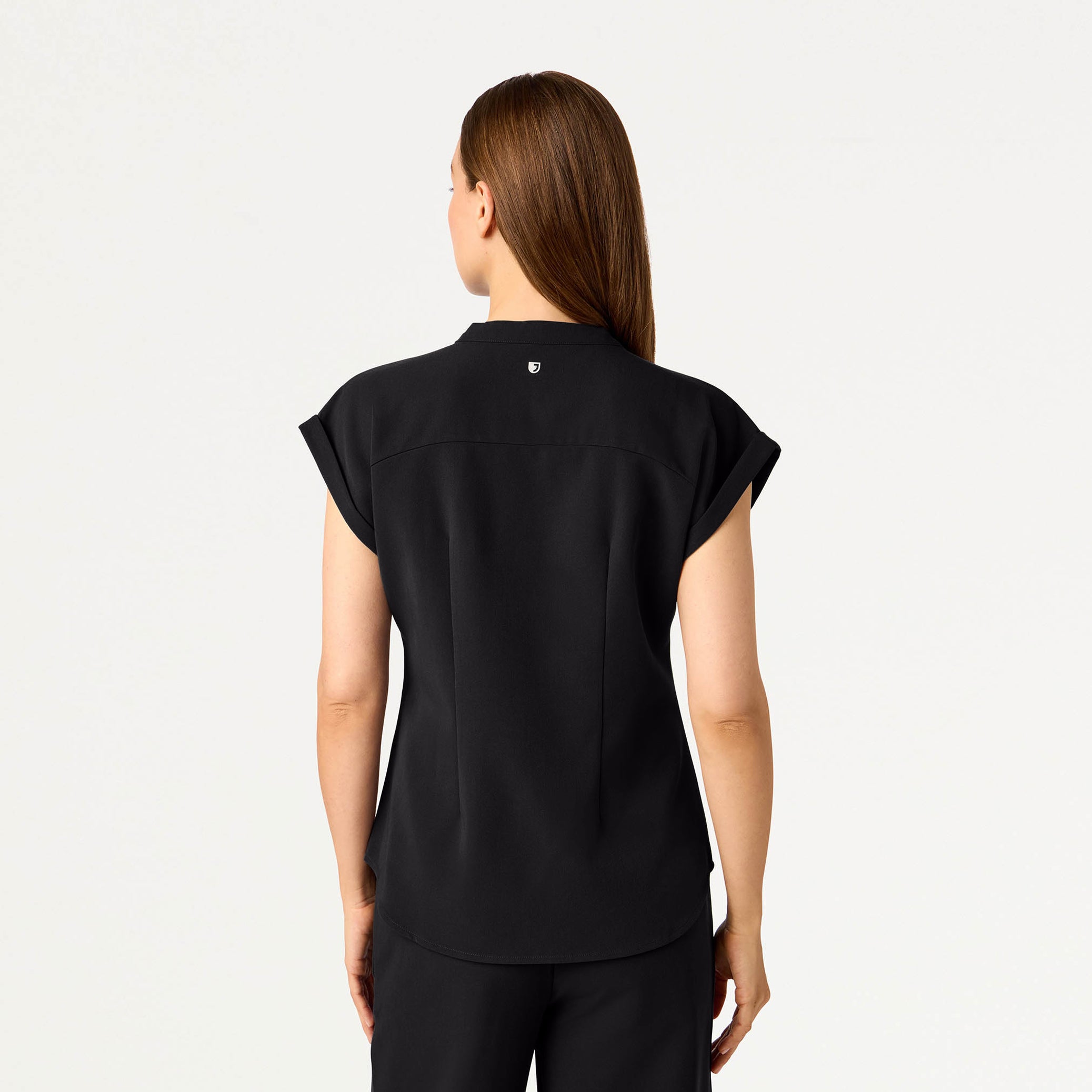Shay Cap-Sleeve Scrub Top - Black