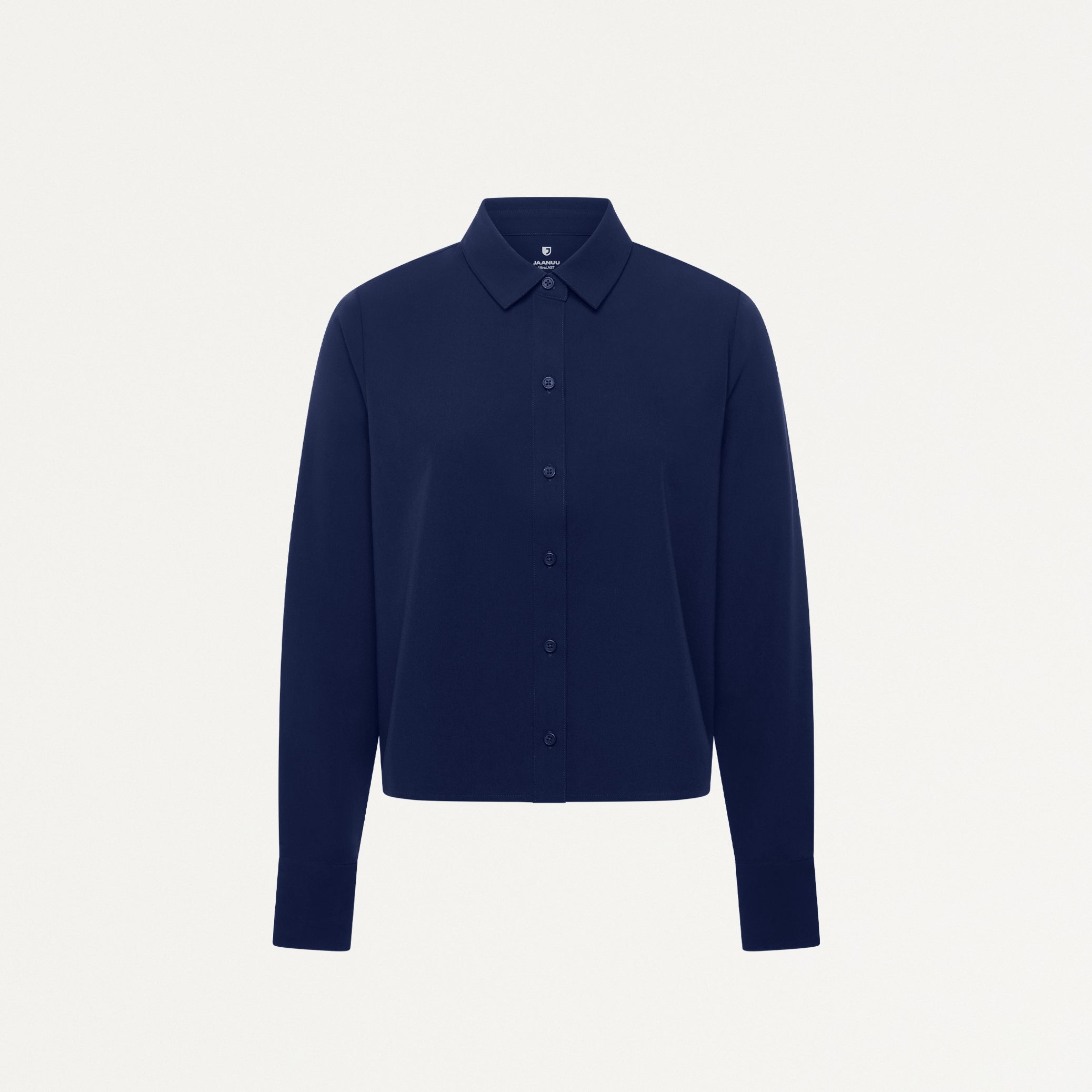 Kenna Cropped Button-Up Scrub Shirt - Midnight Navy