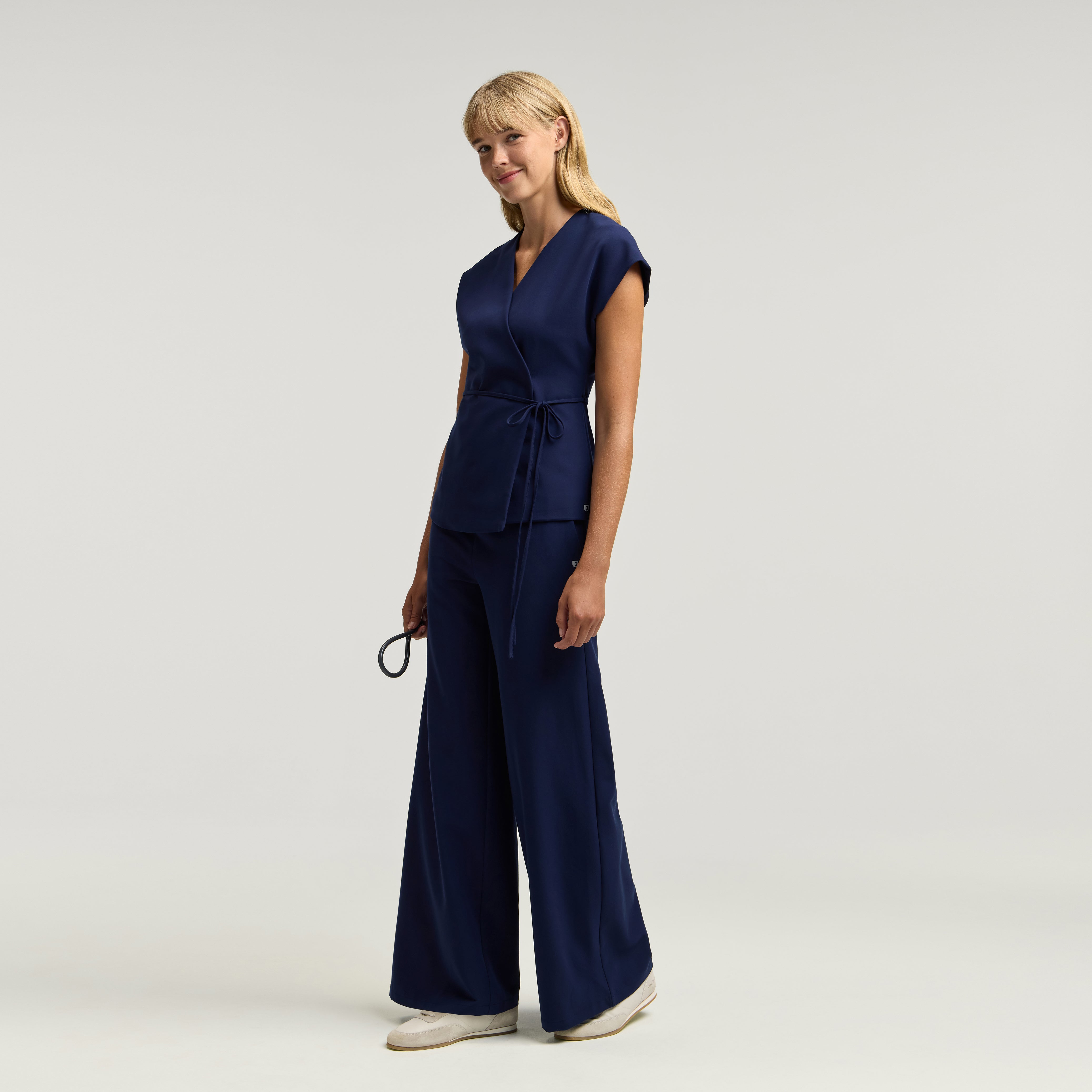Zuri Wrap Scrub Top - Midnight Navy