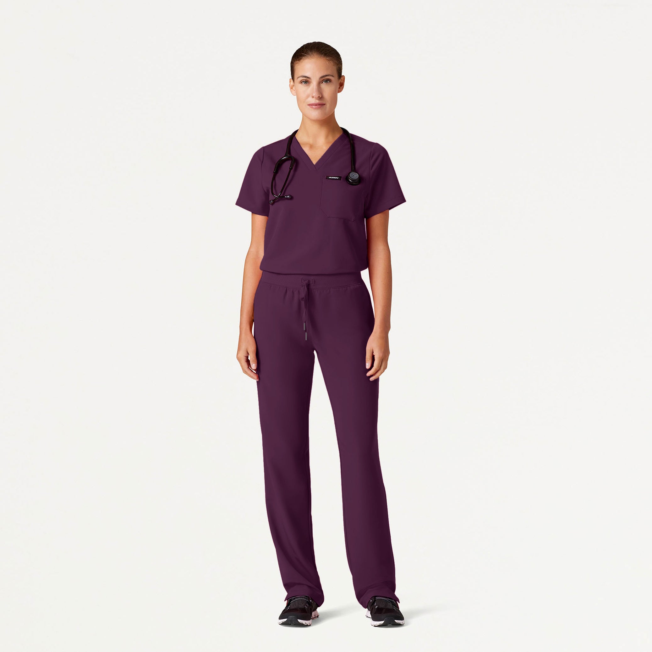 Xenos Essential Knit-Waist Scrub Pant - Deep Eggplant