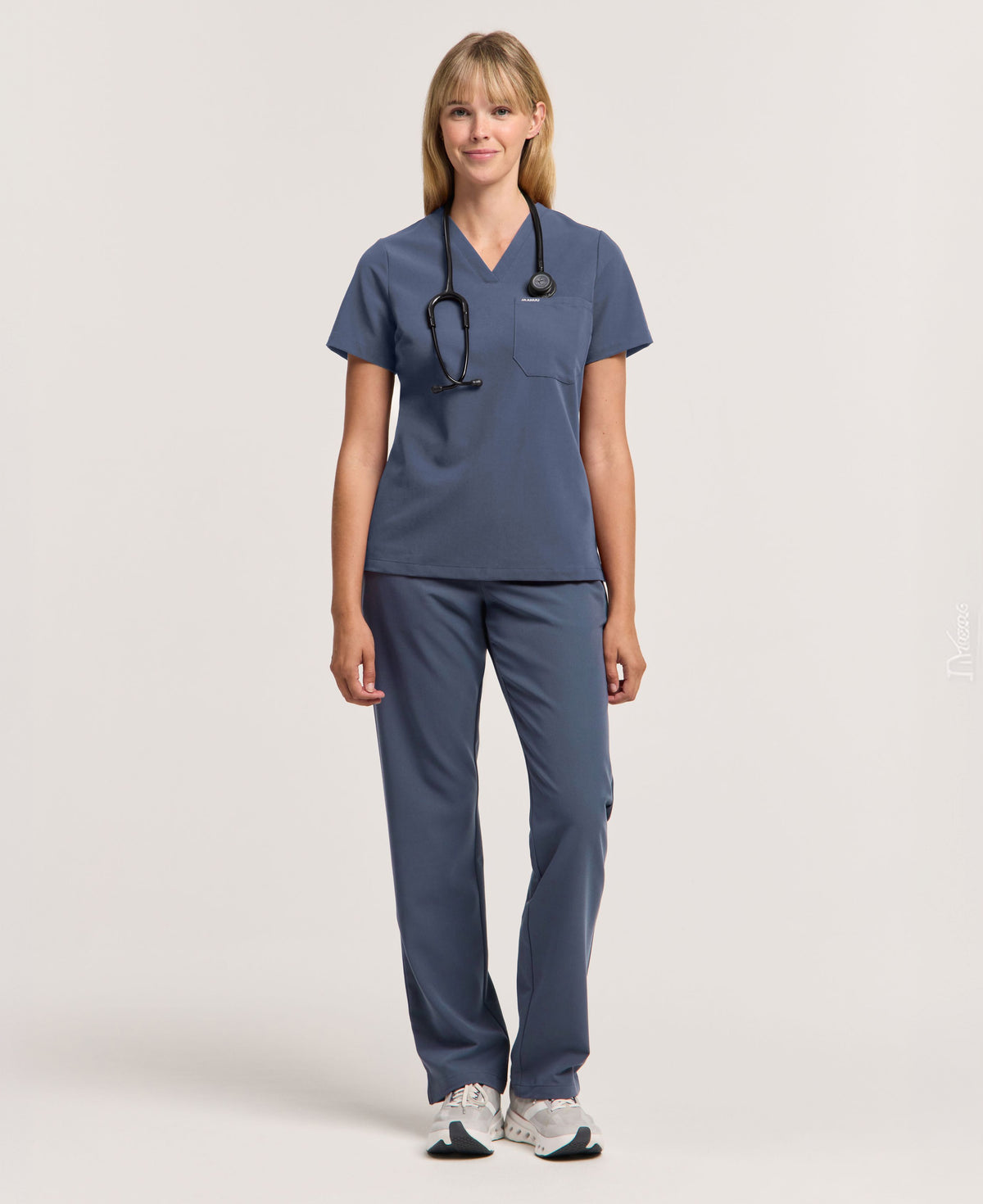 Jaanuu Kerr High Waisted Scrub Pant in Carbon Gray, product photo 2 of 6