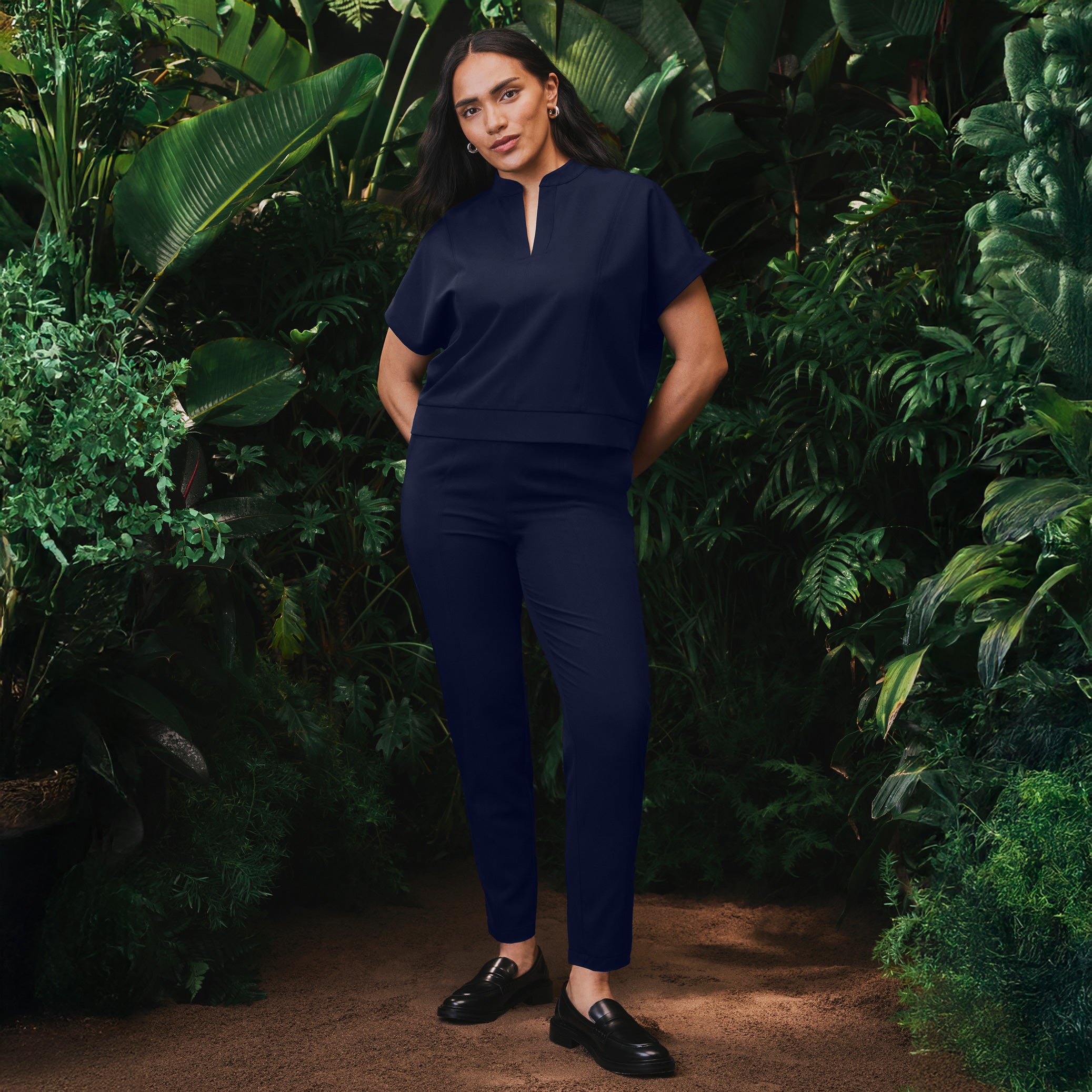 Halle High Waisted Tapered Scrub Pant - Midnight Navy