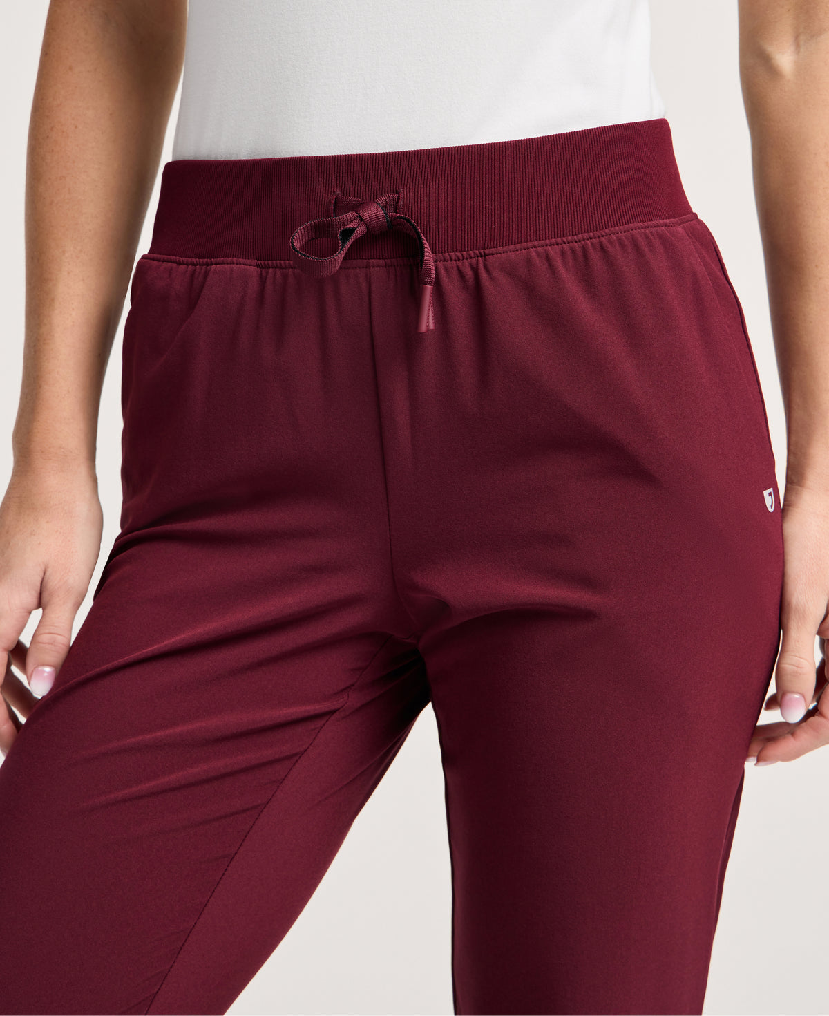Jaanuu Cam 5-Pocket Scrub Pant in Burgundy, product photo 2 of 6