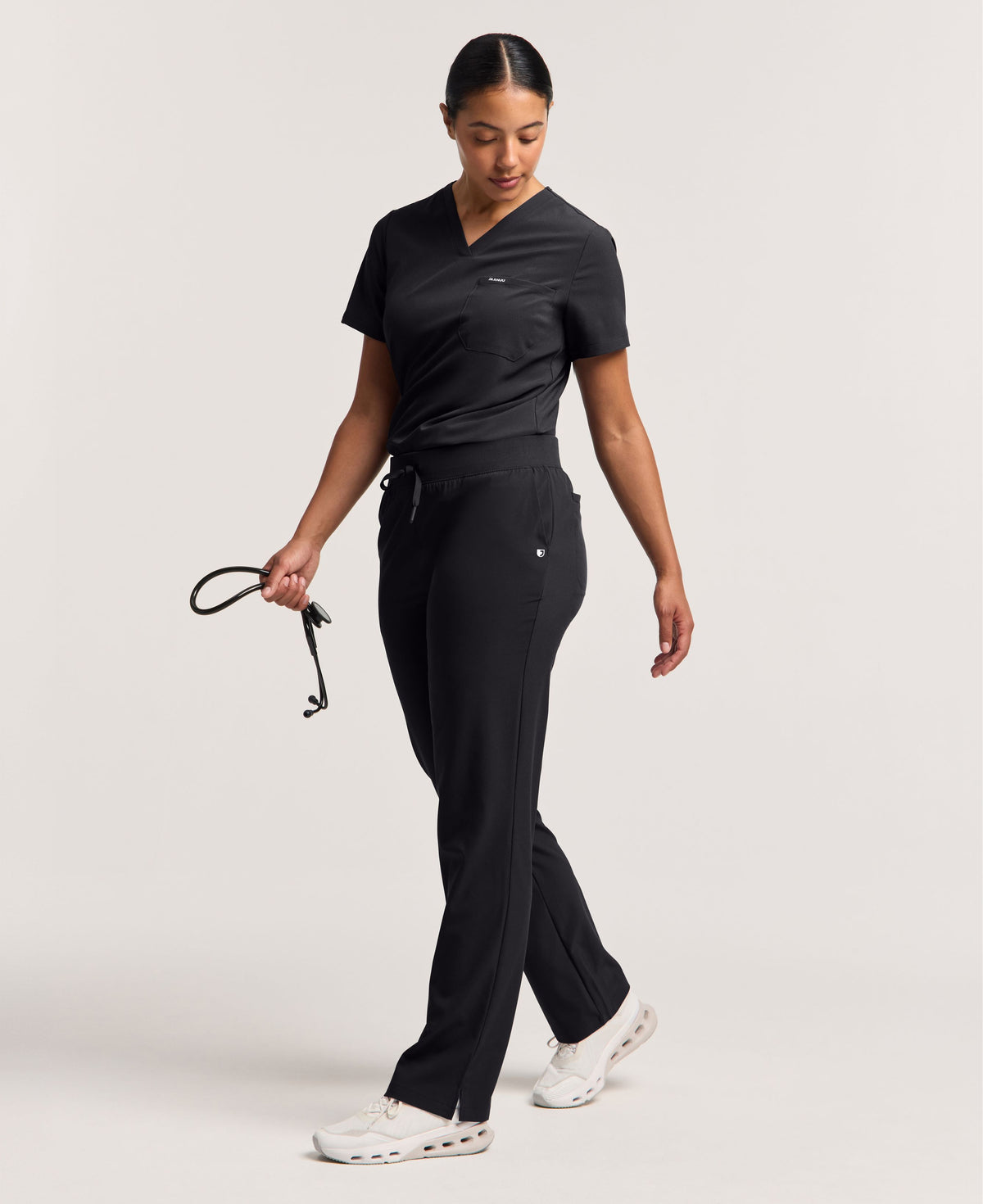 Jaanuu Cam 5-Pocket Scrub Pant in Black, product photo 2 of 6