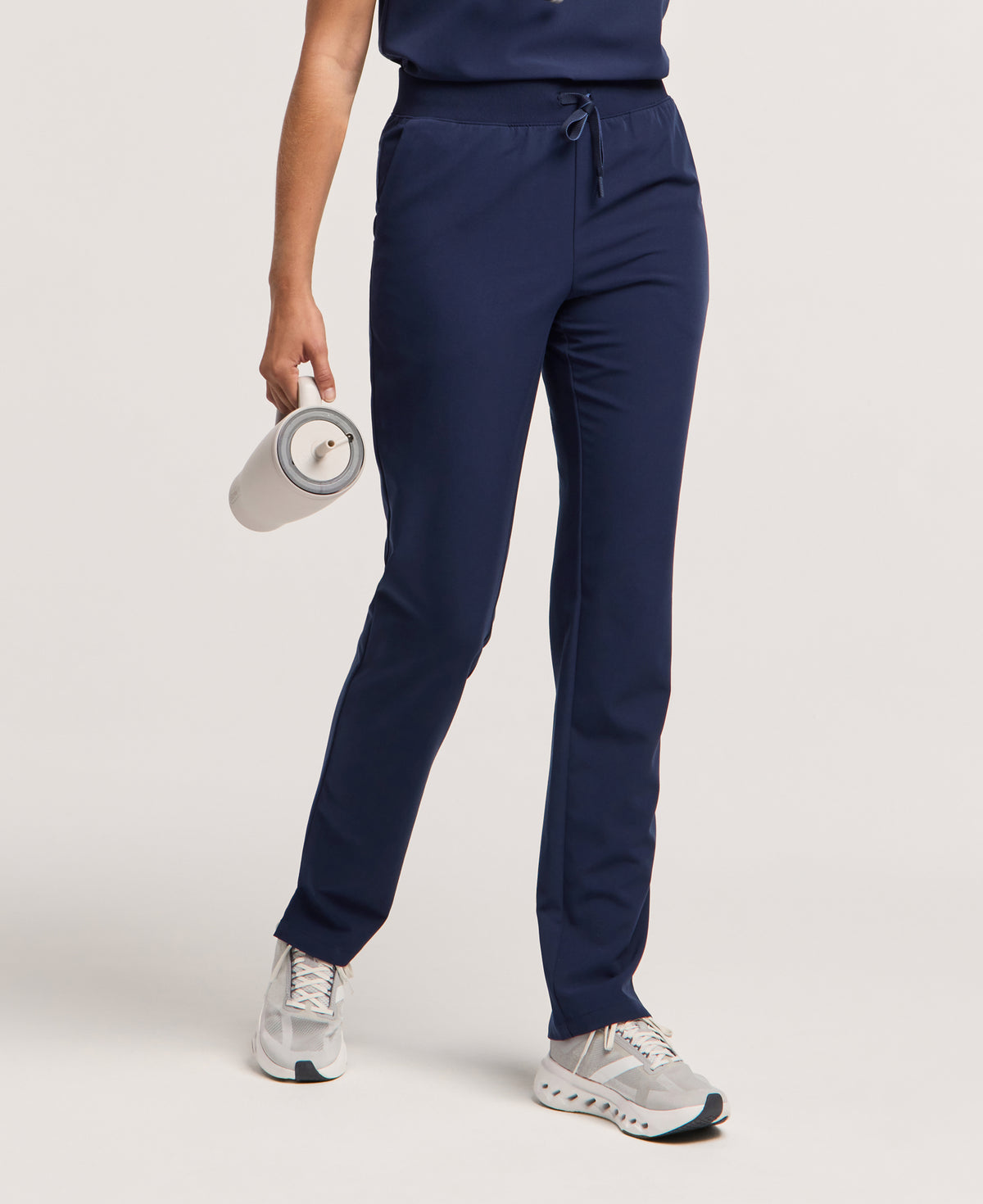 Jaanuu Xenos Slim Knit-Waist Scrub Pant in Midnight Navy, product photo 2 of 6