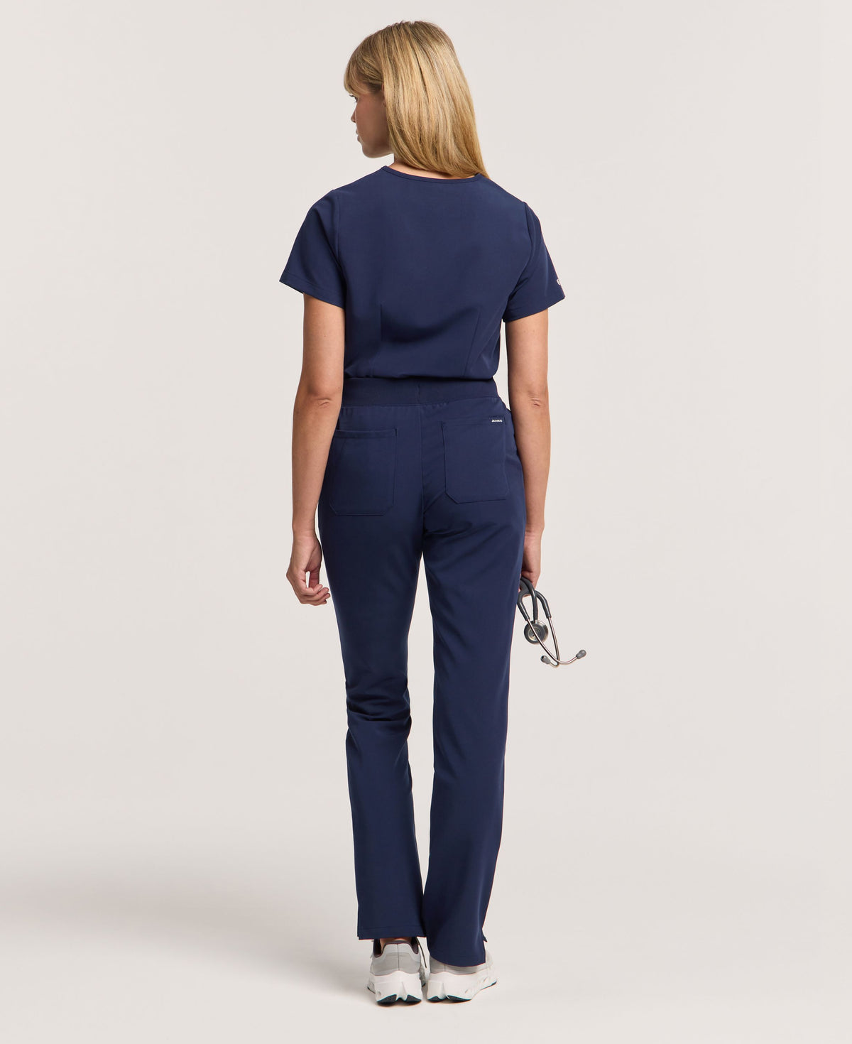 Jaanuu Xenos Slim Knit-Waist Scrub Pant in Midnight Navy, product photo 6 of 6