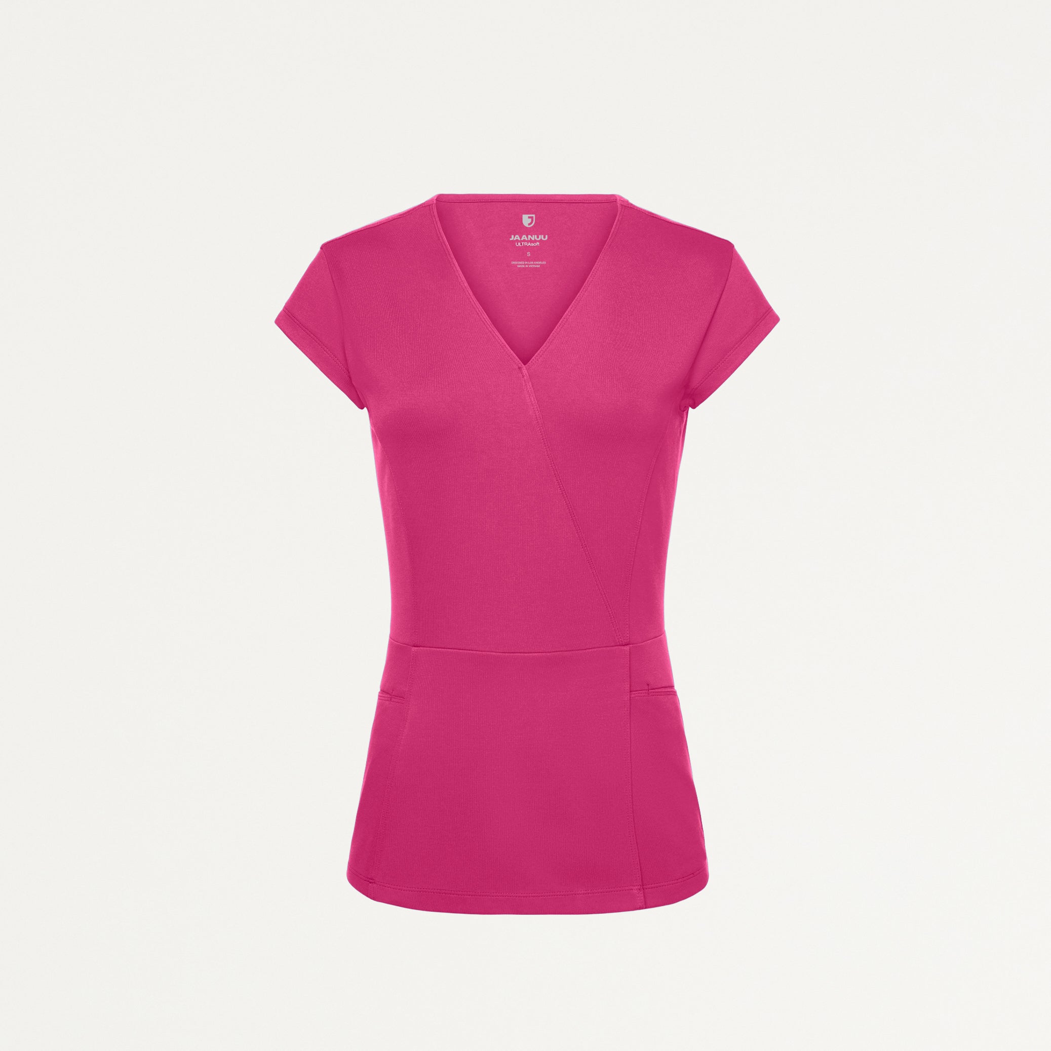 Isla Mock-Wrap UltraSOFT™ Scrub Top - Wild Berry