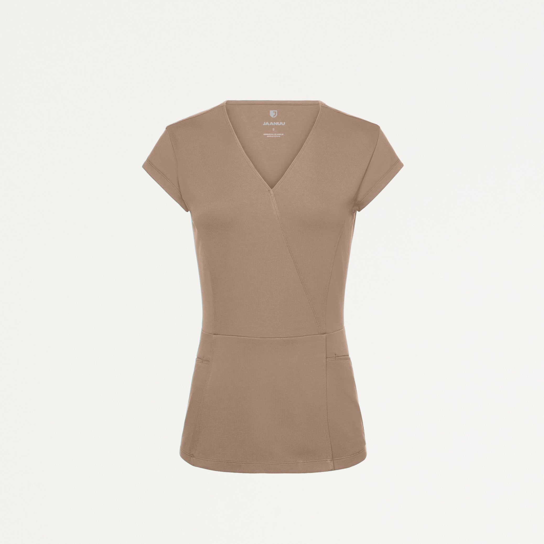 Isla Mock-Wrap UltraSOFT Scrub Top - Mocha
