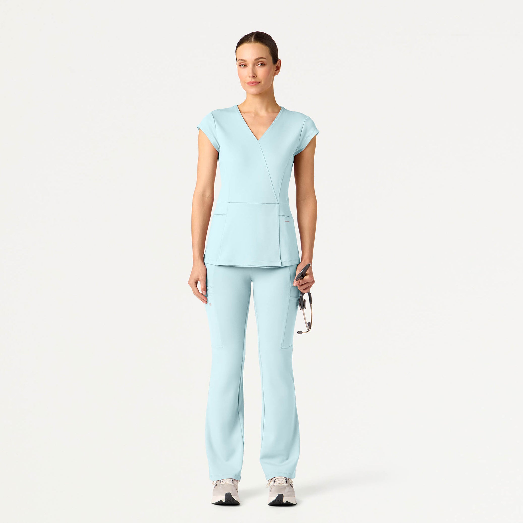 Isla Mock-Wrap UltraSOFT™ Scrub Top - Sky Blue