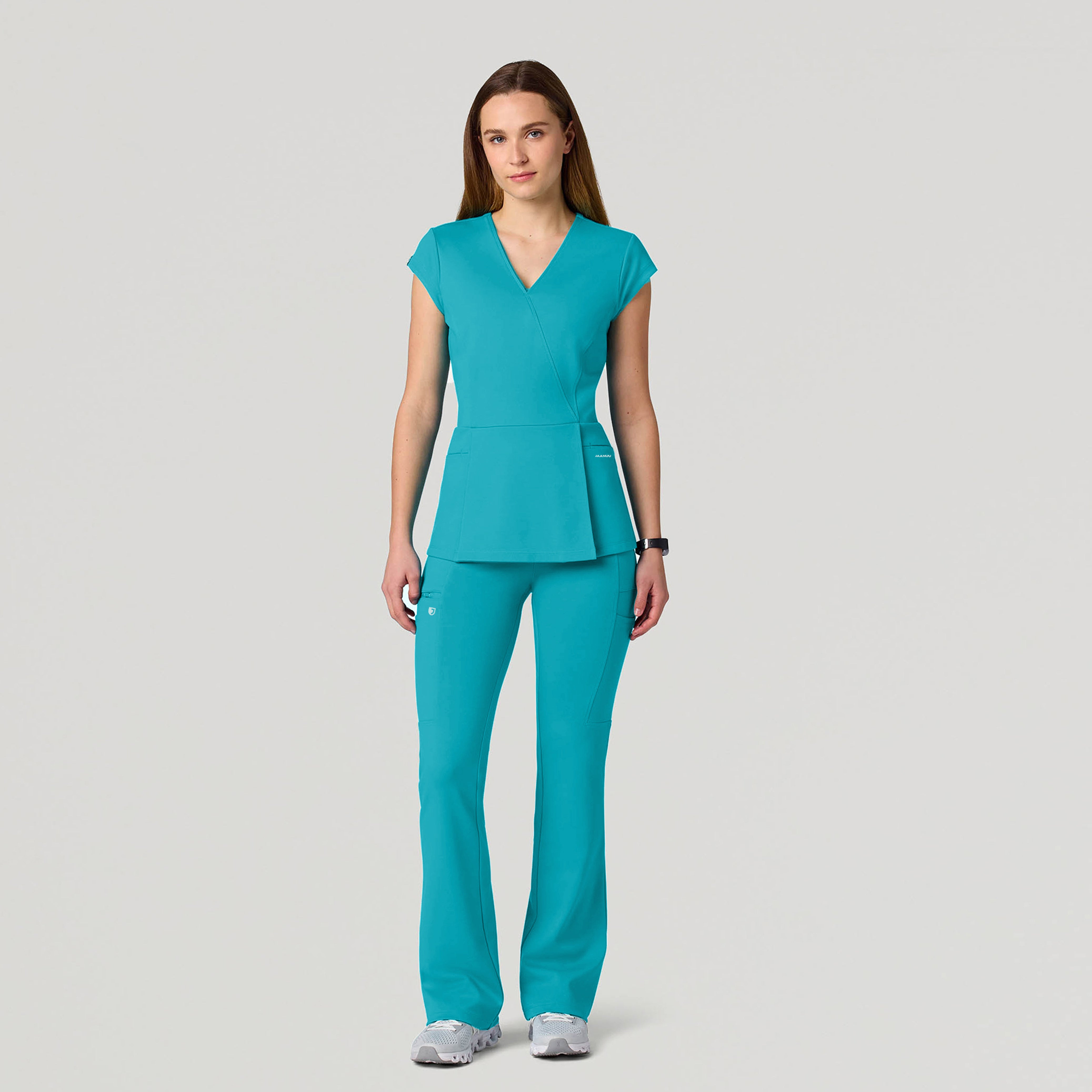 Isla Mock-Wrap UltraSOFT™ Scrub Top - Marina