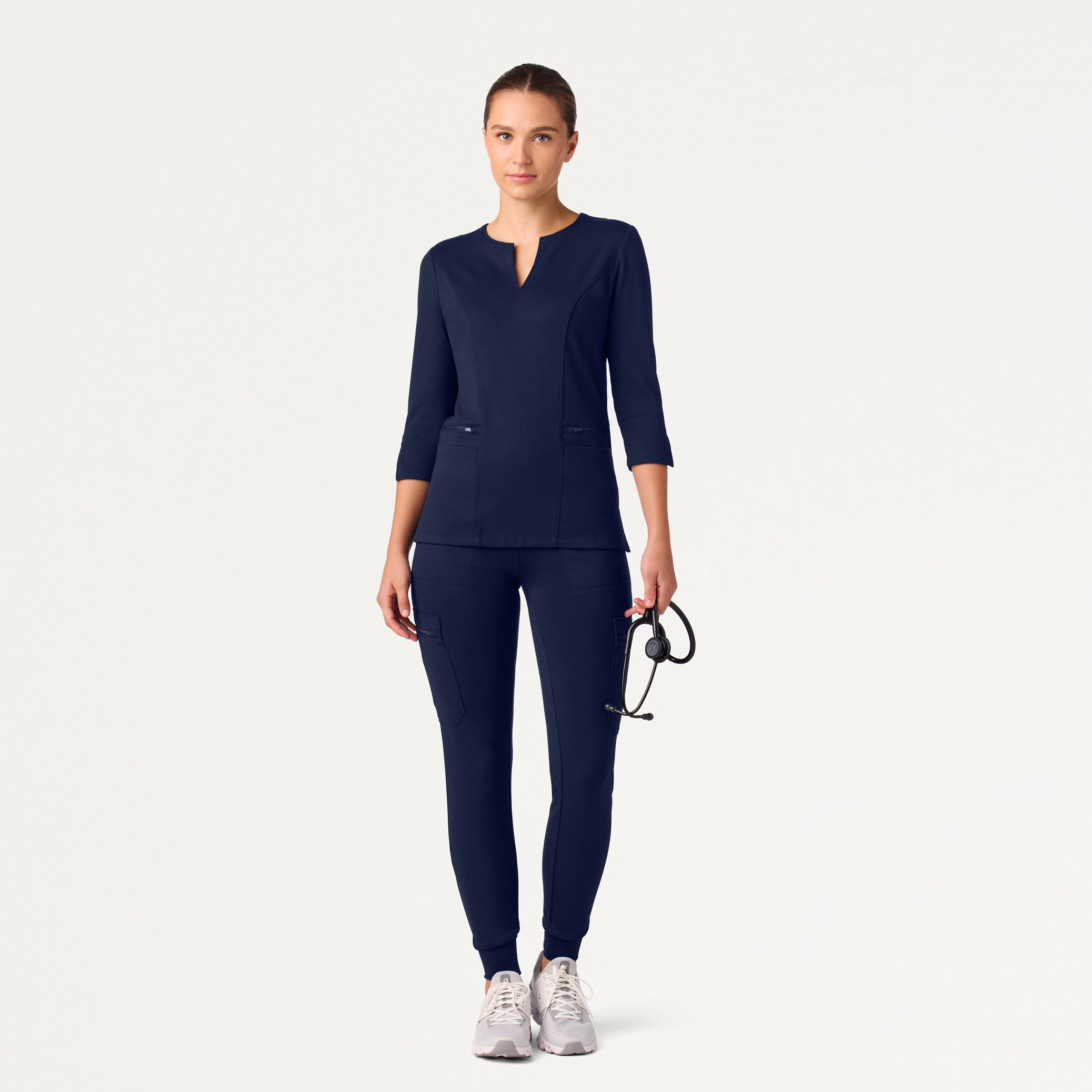 Zoe Slim 3/4-Sleeve UltraSOFT™ Scrub Top - Midnight Navy