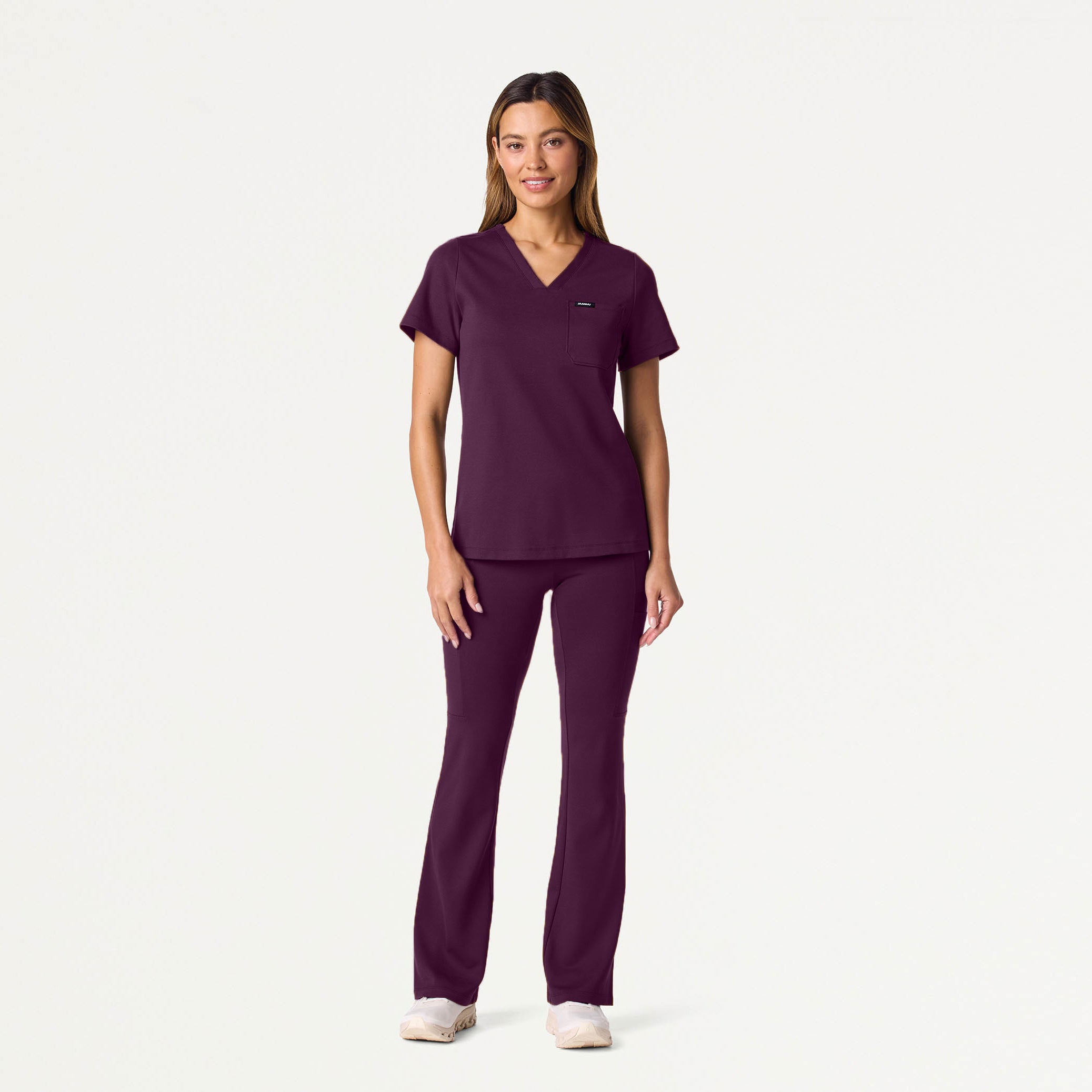 Rhena Slim UltraSOFT™ Scrub Top - Deep Eggplant