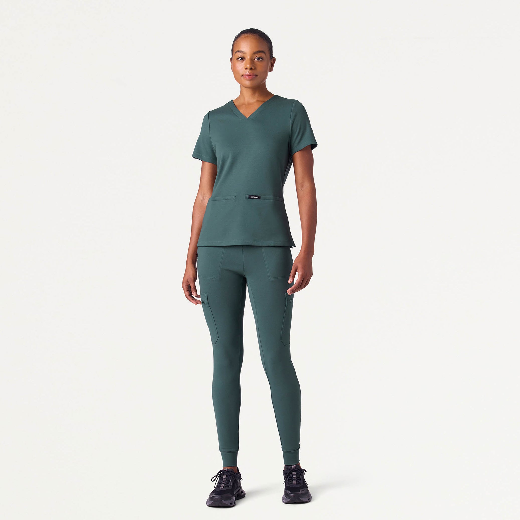 Kass Slim 4-Pocket UltraSOFT™ Scrub Top - Alpine Green