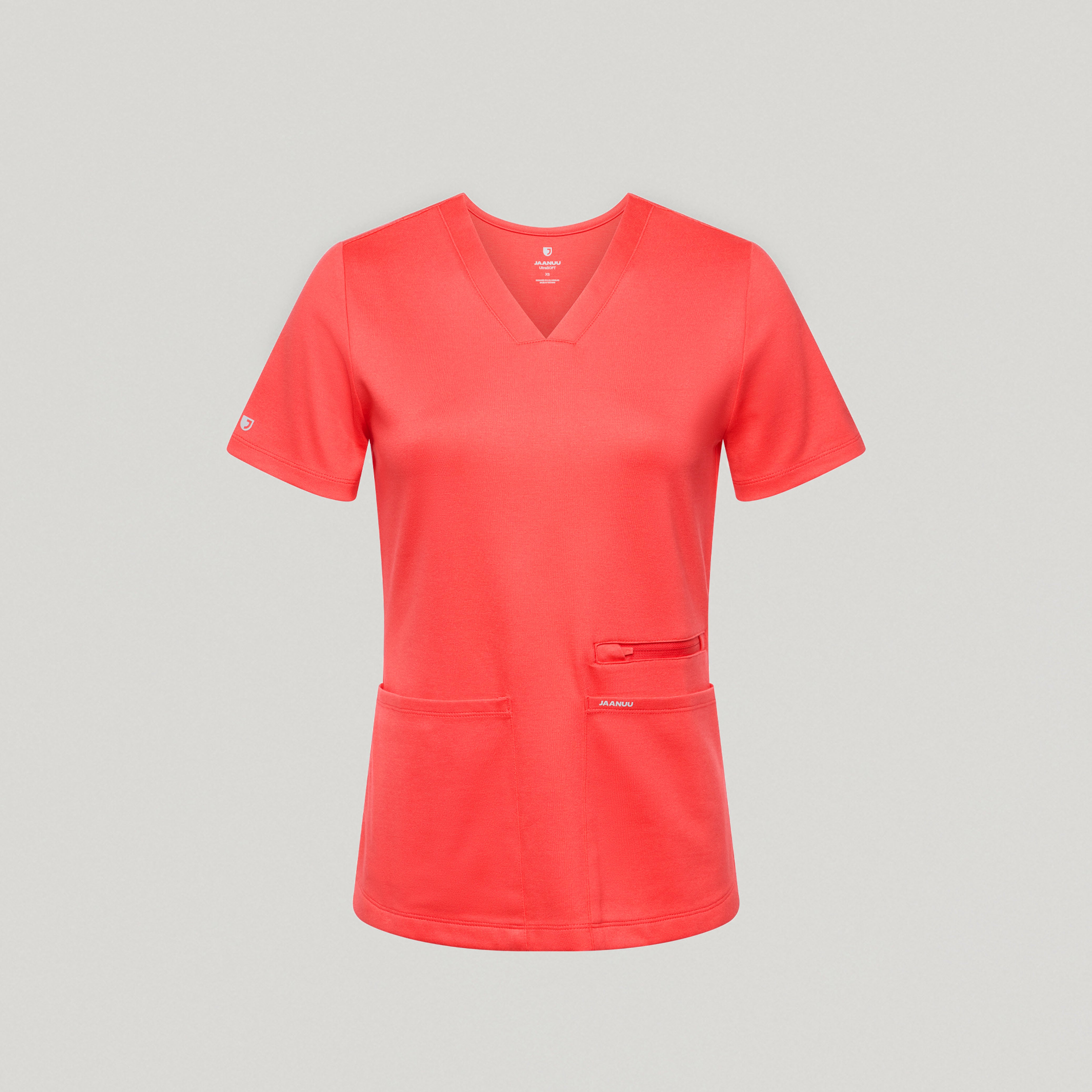 Kass Slim 4-Pocket UltraSOFT™ Scrub Top - Coral
