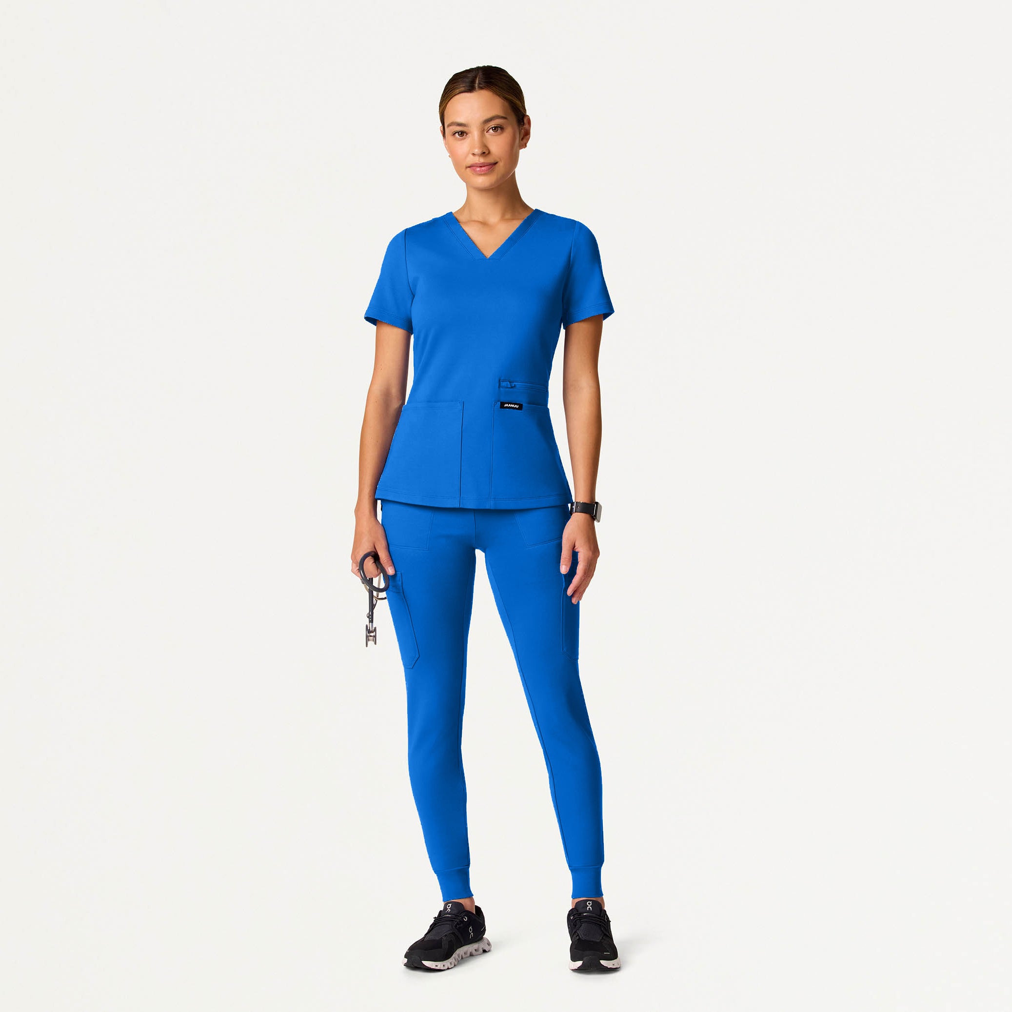 Kass Slim 4-Pocket UltraSOFT™ Scrub Top - Royal Blue