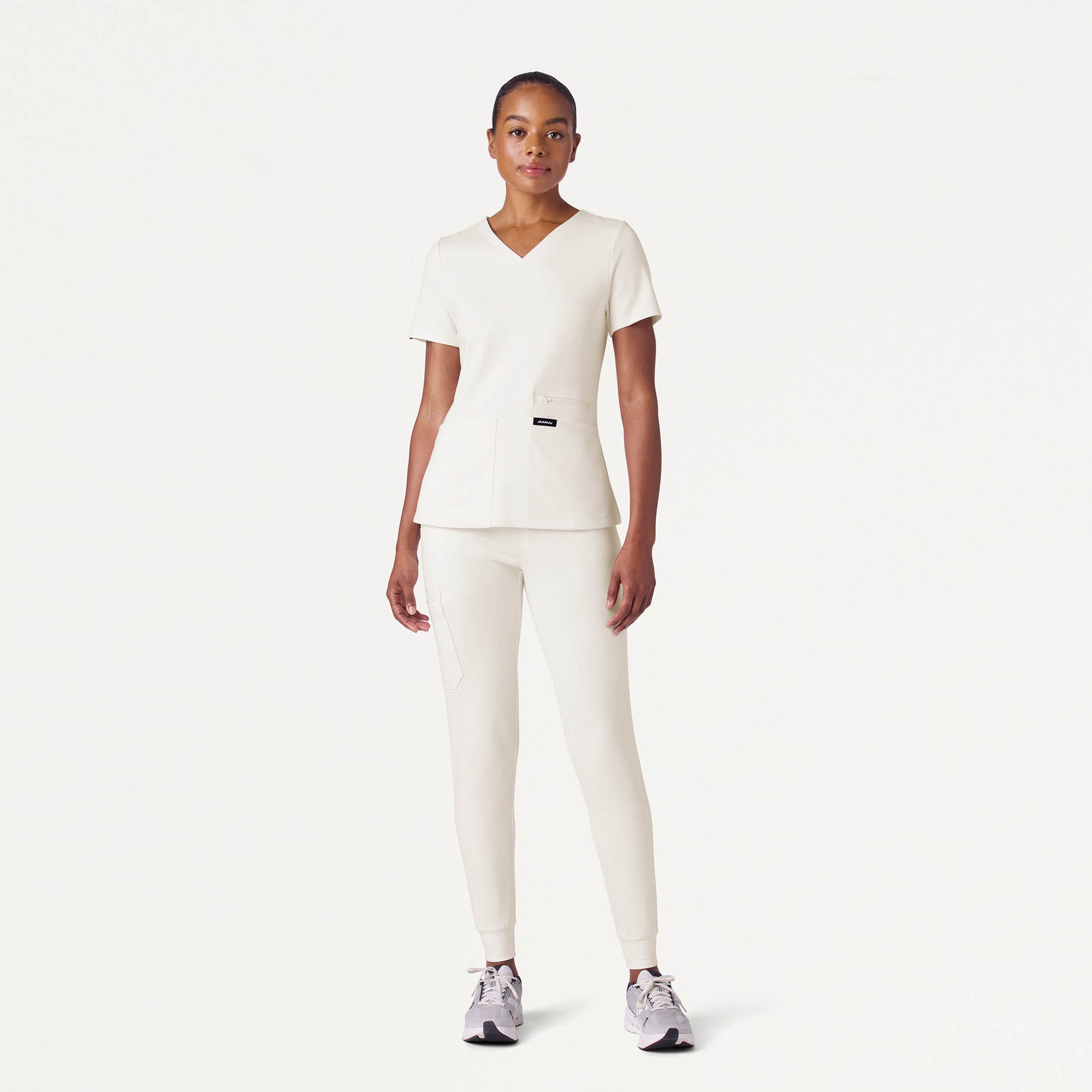 Kass Slim 4-Pocket UltraSOFT™ Scrub Top - Frost