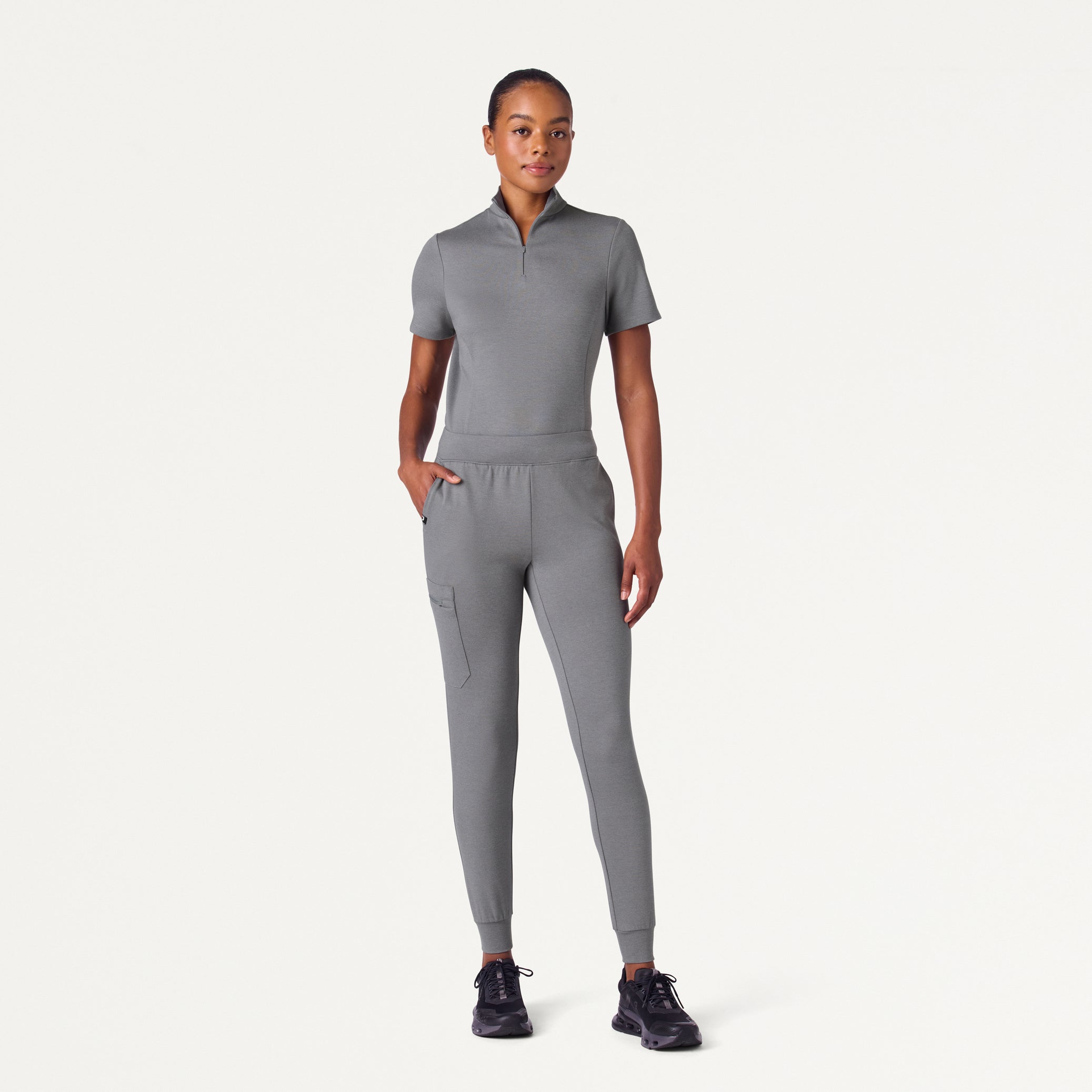 Astra Slim Half-Zip UltraSOFT™ Scrub Top - Graphite