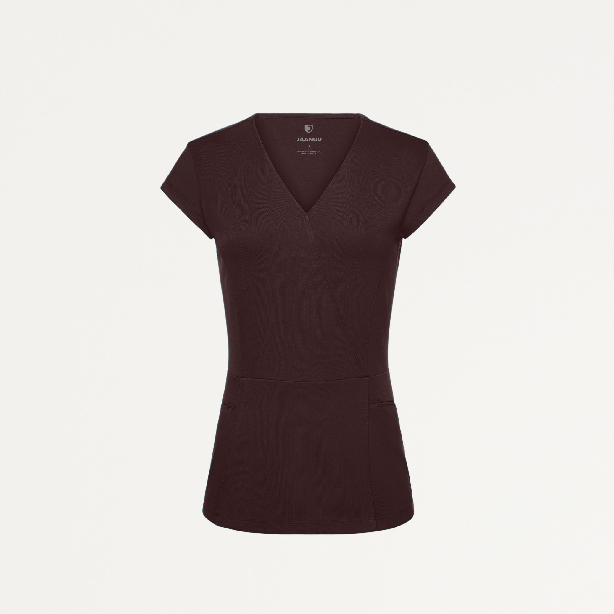 Isla Mock-Wrap UltraSOFT Scrub Top - Espresso