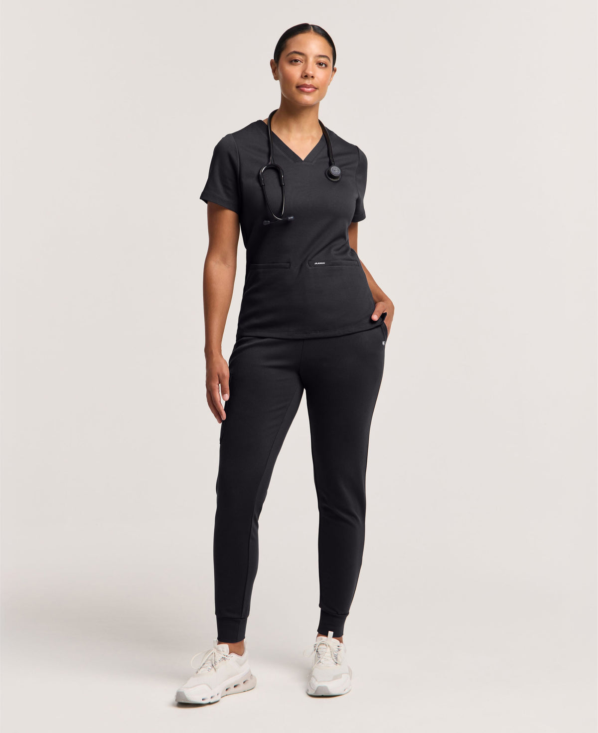 Jaanuu Rubi Slim Scrub Jogger in Black, product photo 2 of 6