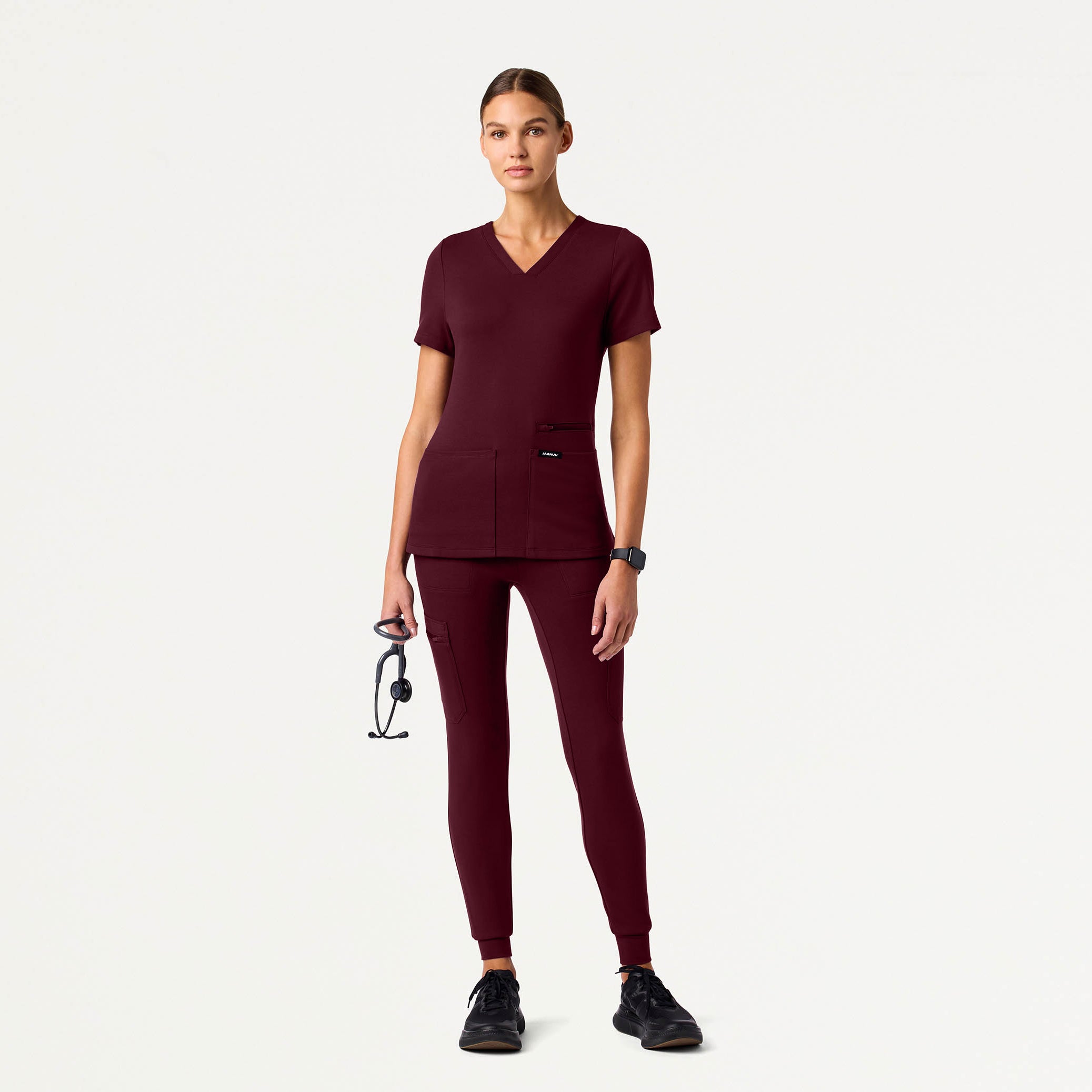 Kait 10-Pocket Skinny UltraSOFT™ Scrub Jogger - Burgundy