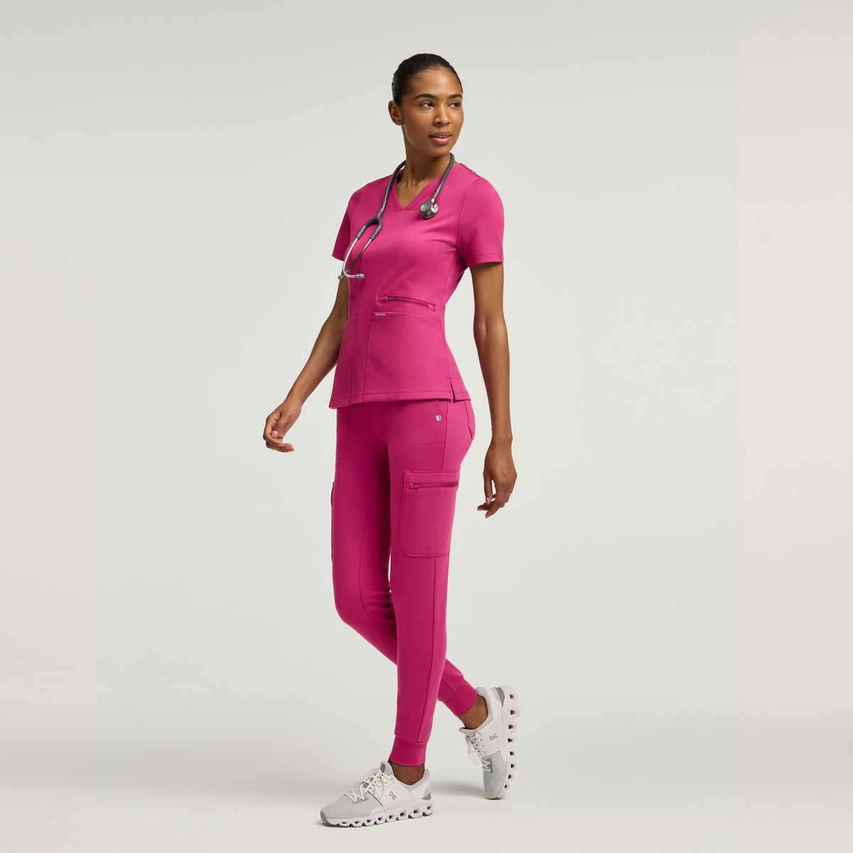 Kait 10-Pocket Skinny Scrub Jogger - Warrior Pink