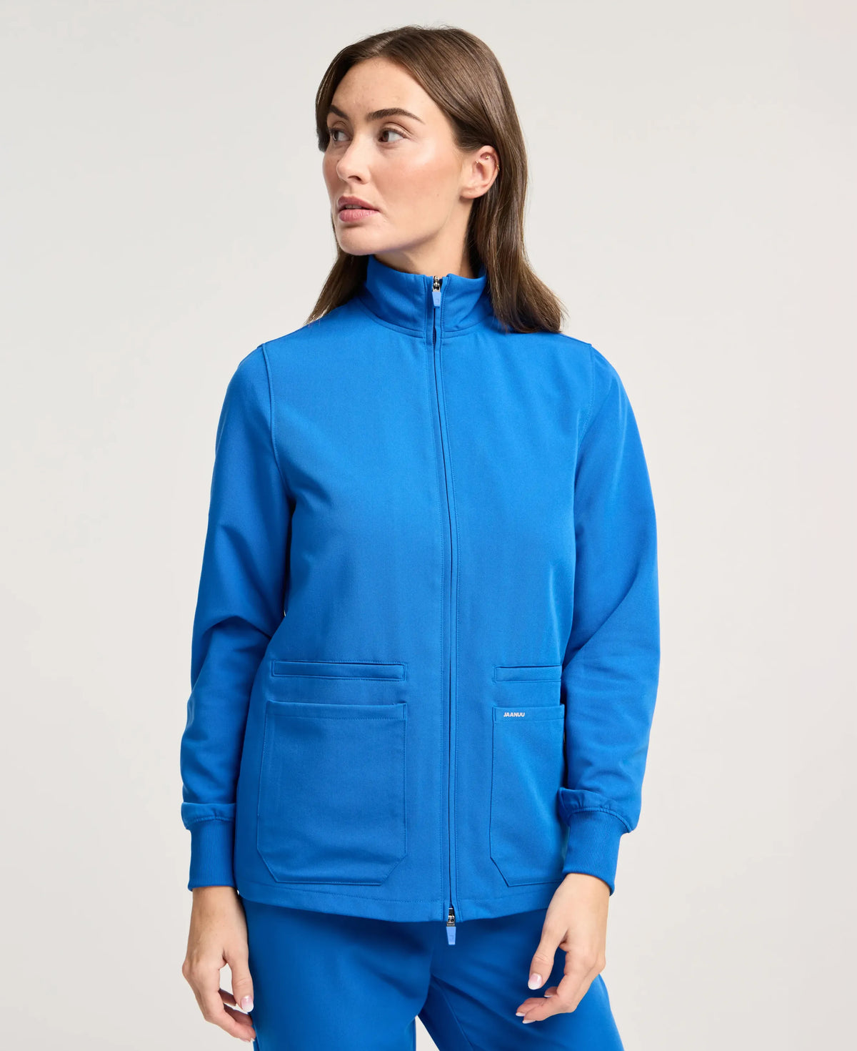 Jaanuu Ceri 6-Pocket Scrub Jacket in Royal Blue, product photo 2 of 6
