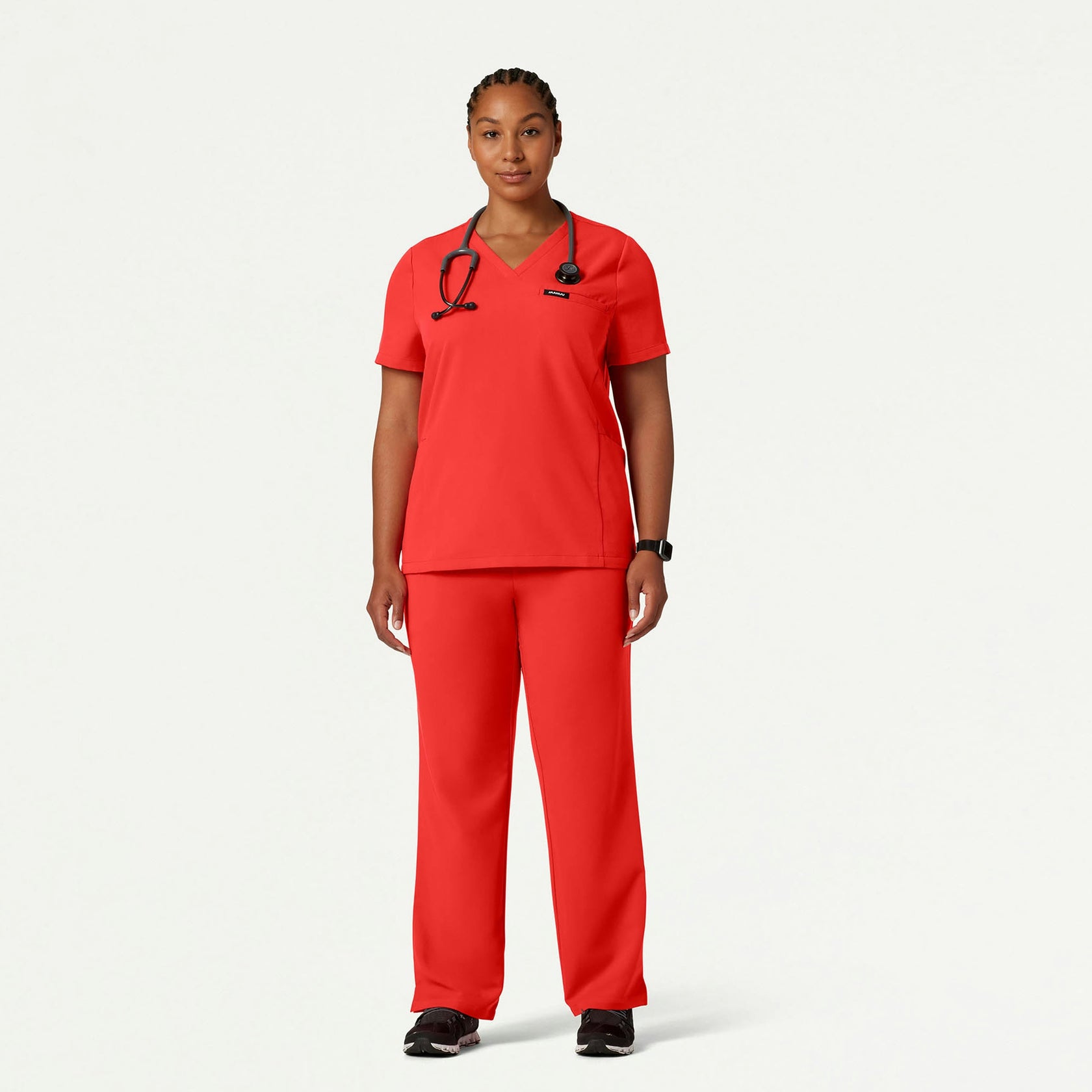 Magna 3-Pocket Scrub Top - Solar Red - WOMEN'S TOPS - Jaanuu