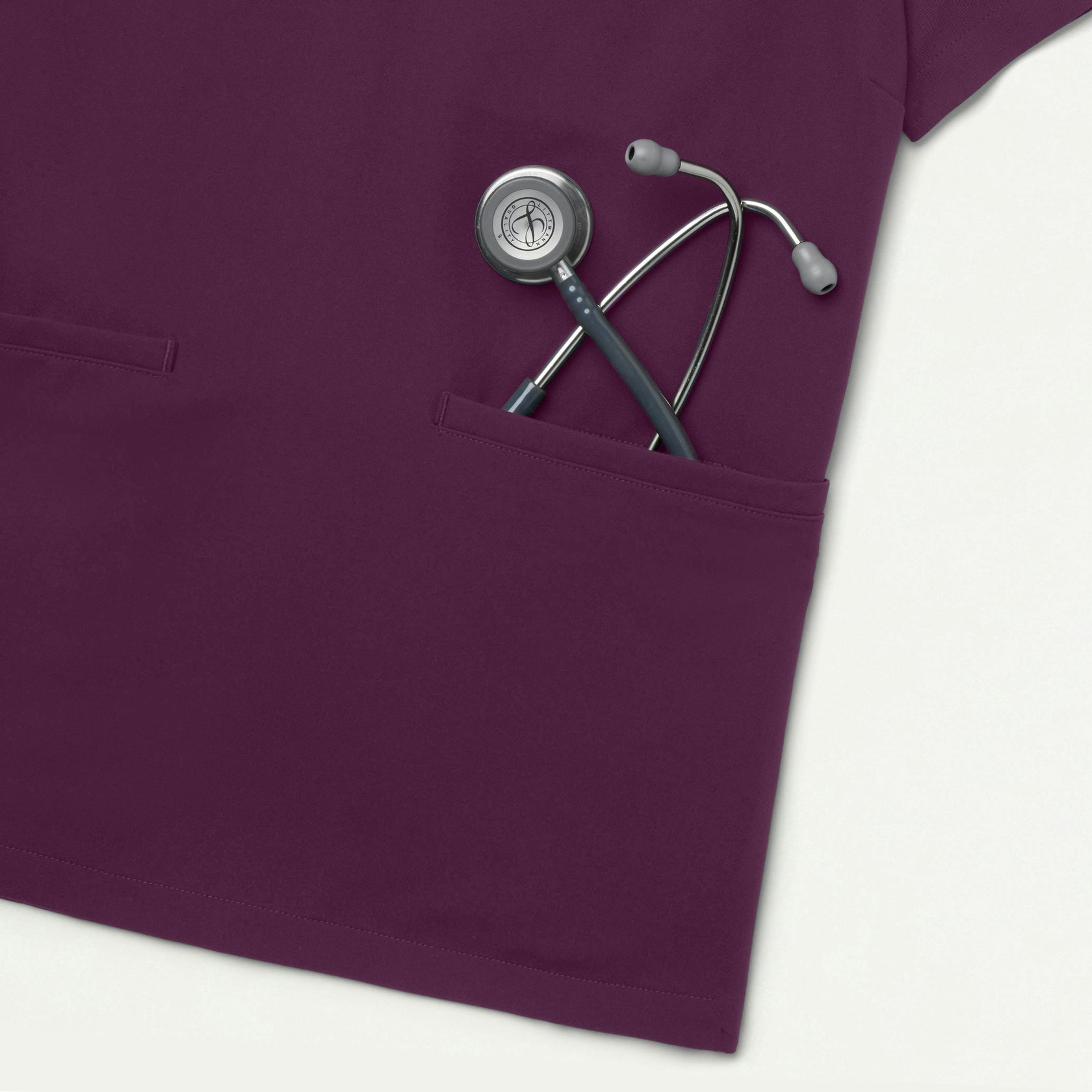Helia Slim Notched V-Neck Scrub Top - Dark Amethyst - WOMEN'S TOPS - Jaanuu