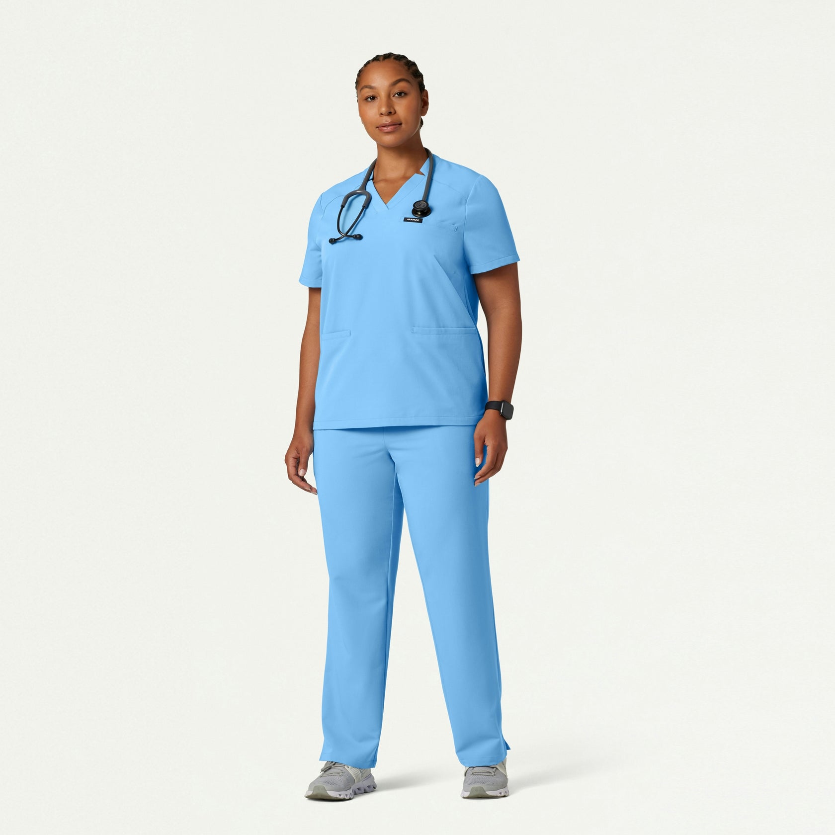 Xenos Essential Knit-Waist Scrub Pant - Sky Blue - WOMEN'S PANTS - Jaanuu