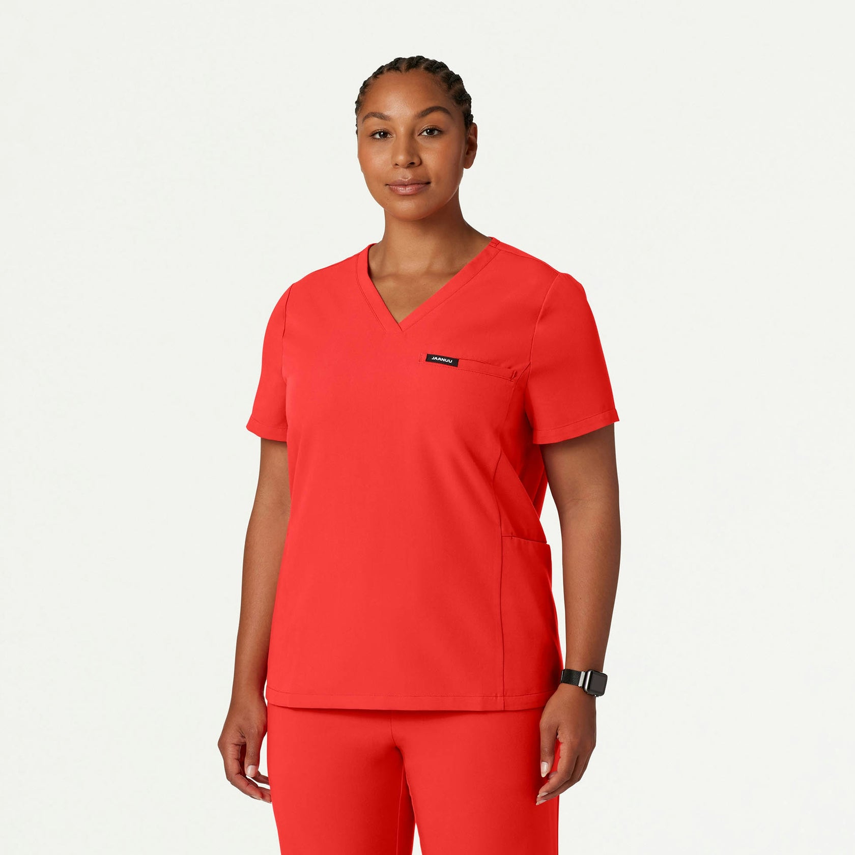 Magna 3-Pocket Scrub Top - Solar Red - WOMEN'S TOPS - Jaanuu